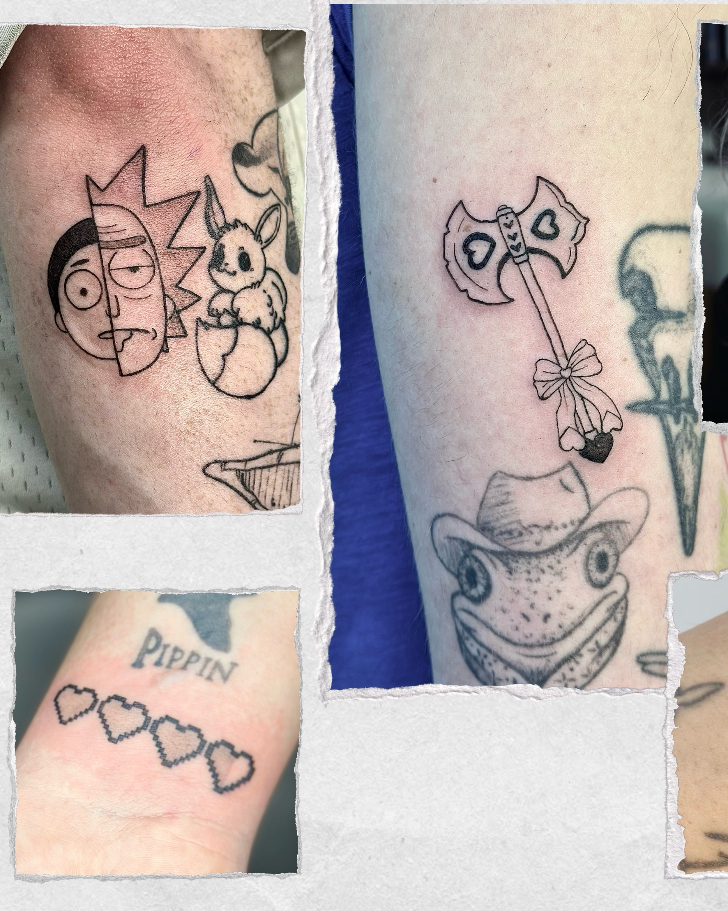 A collation of tattoos our apprentice @v.of.swords has done over the past few months, and we&rsquo;re excited to see how they continue to grow.

If you&rsquo;d like book a tattoo with V, DM them or message the studio

#tattoo #tattooapprentice #linet