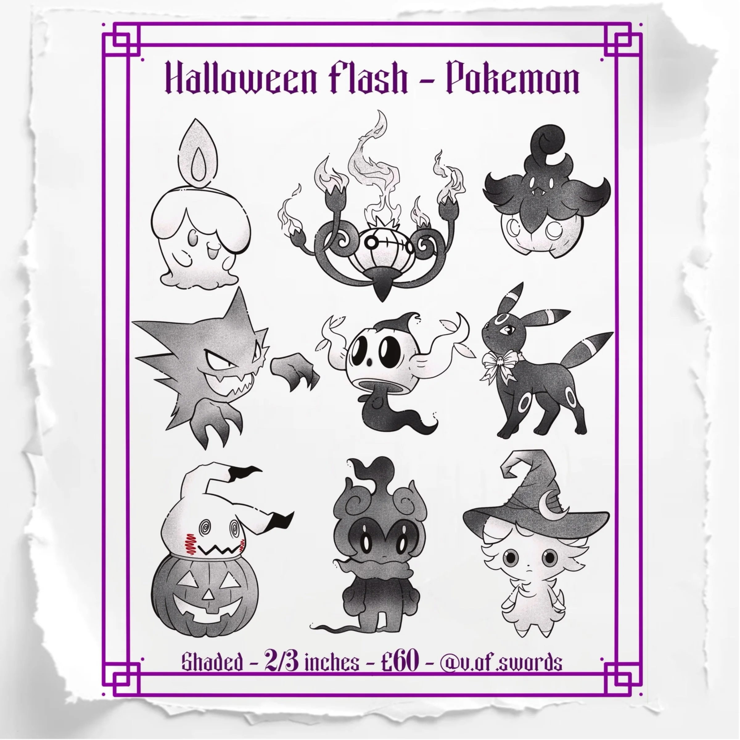🎃 Halloween Flash Sale: Pokemon &amp; Demon Slayer Edition 👻

Starting at &pound;45 per design, 3 inches wide. 

These designs are available until November 8th

If you would like to get any of these, please contact the studio.

Designs by our artis