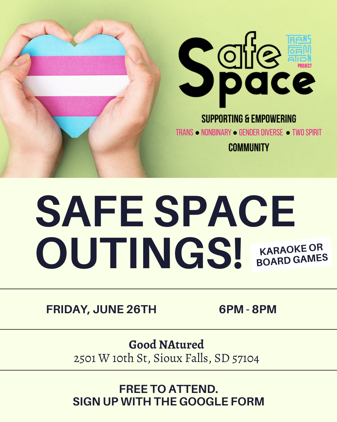Safe Space Outings - Karaoke or Board Games at Good NAtured