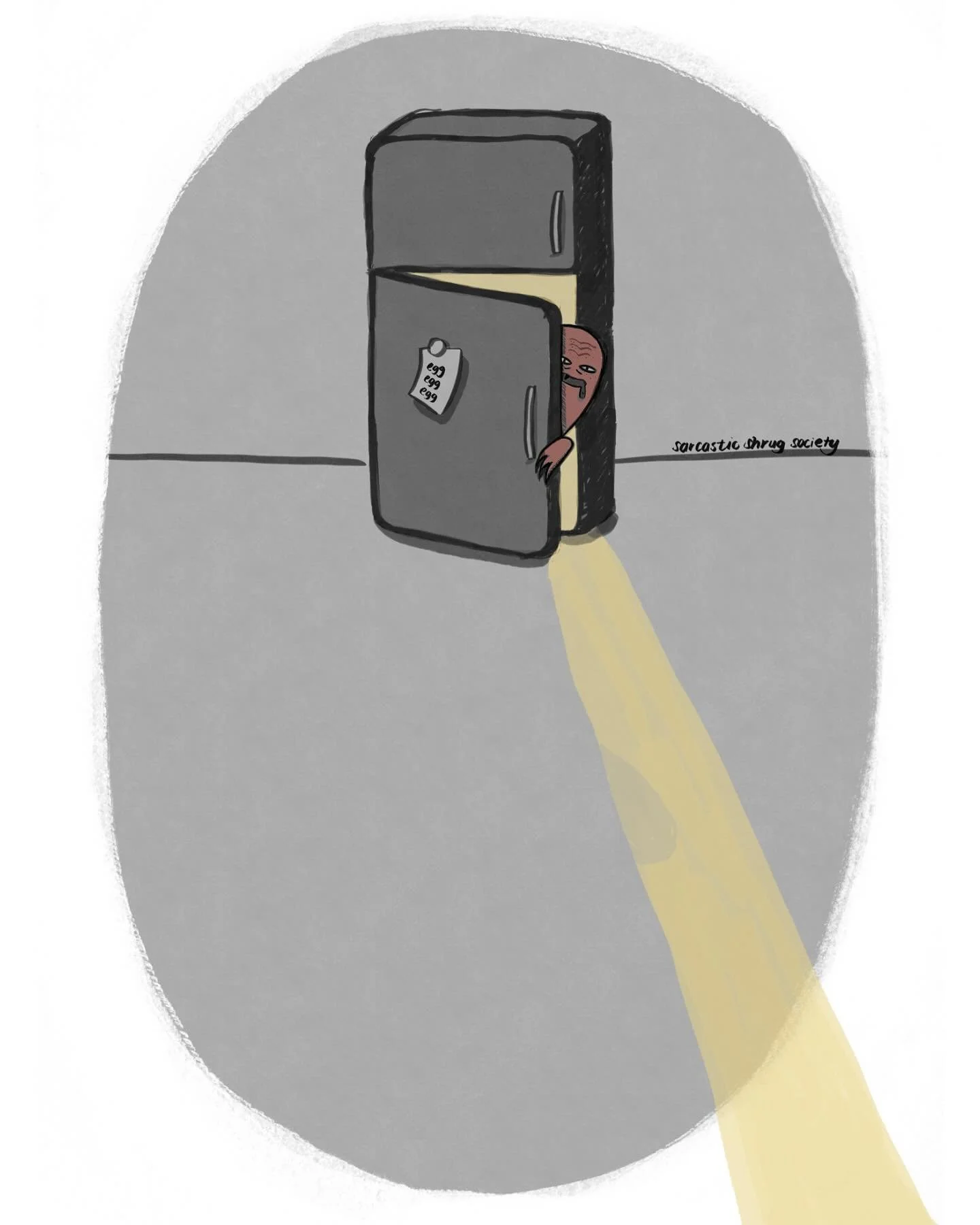 Who&rsquo;s in the fridge?

Print available at @oddbirdfair :-)
.
.
.

#sarcasticshrugsociety #illustration #edmontonartist #yegartist #artist #digitalart #spooky