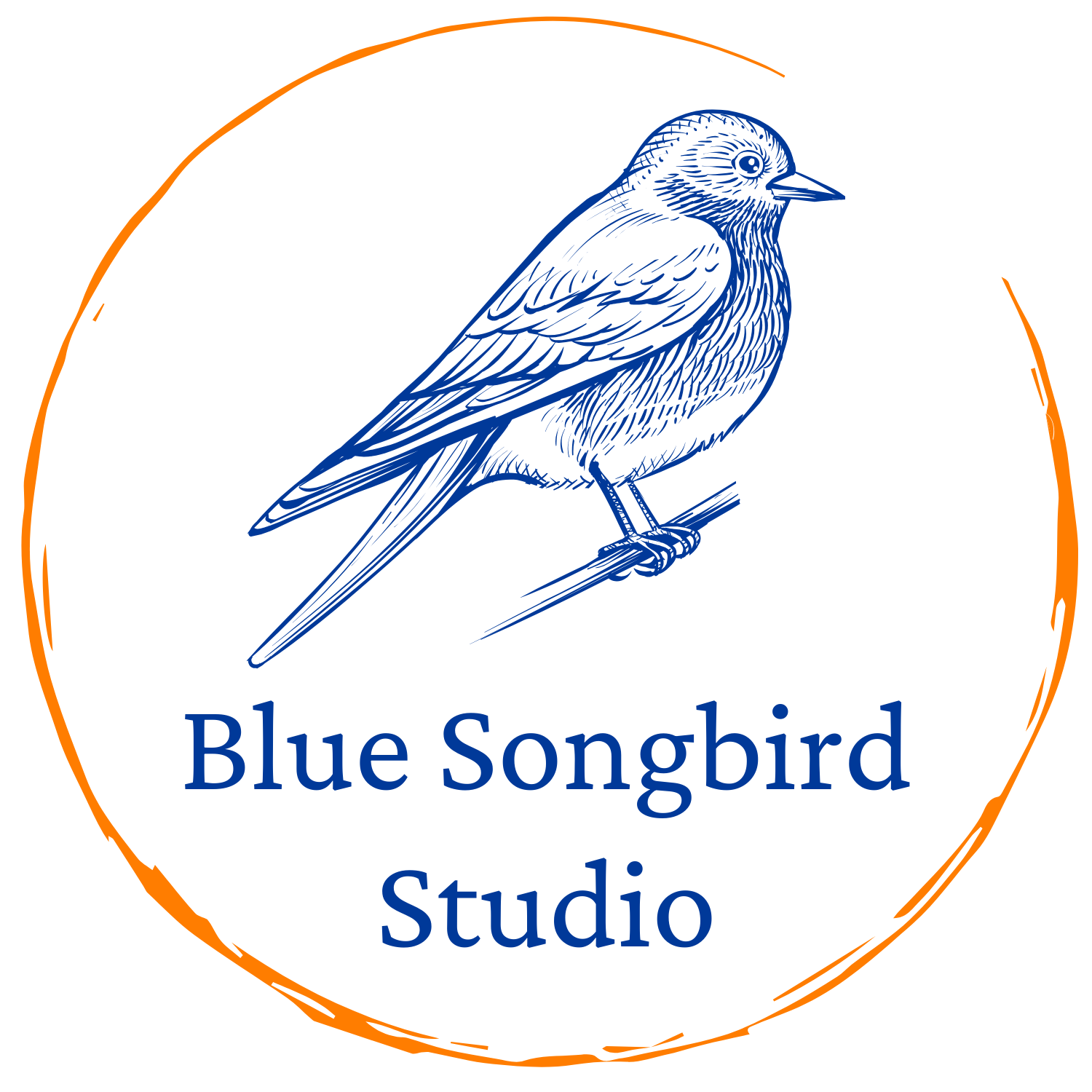 Blue Songbird Studio Logo symbolizing a free, honest bird that loves to sing and share his music with the world