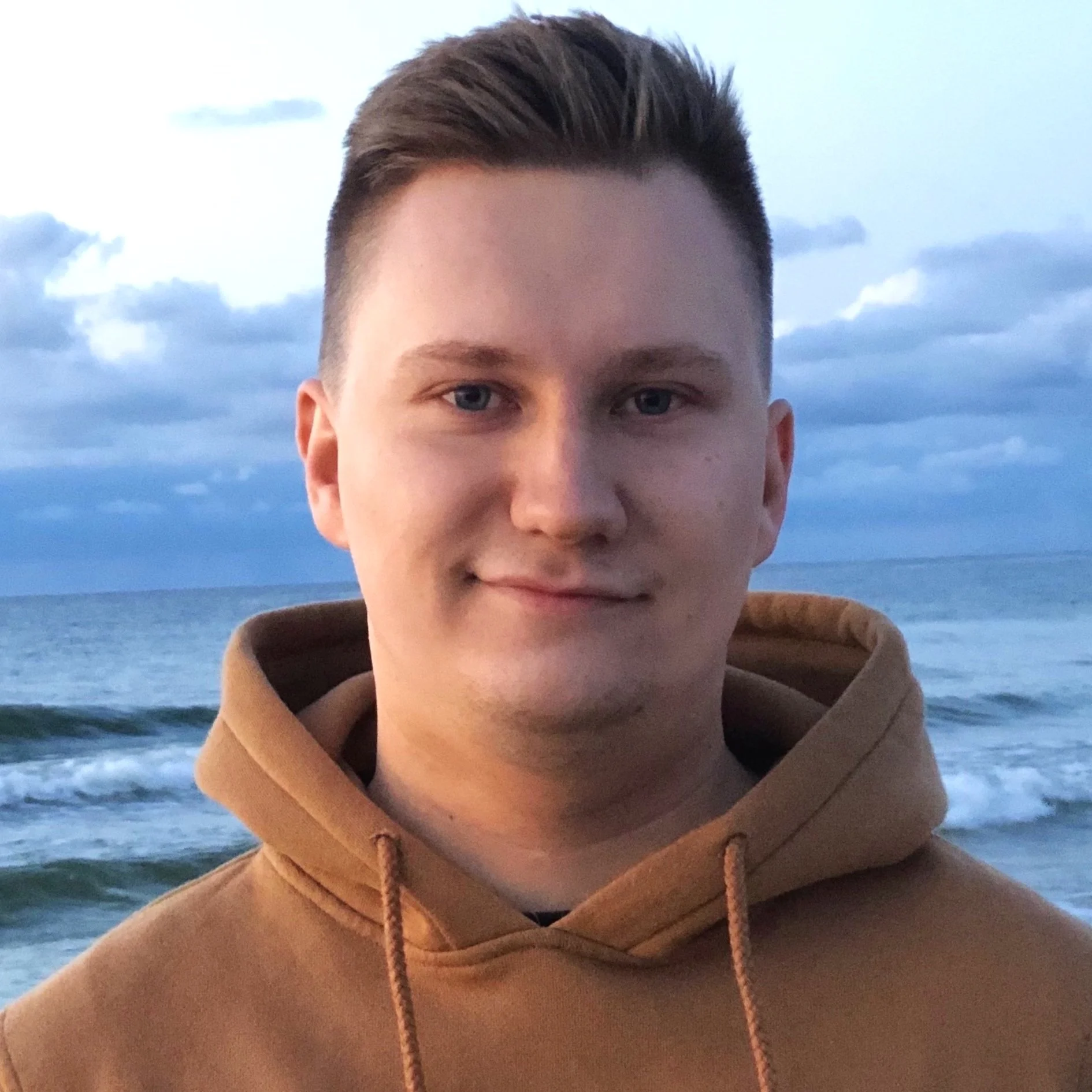 Young composer Grzegorz Drozdowski by the Baltic Sea in his home town of Ustka