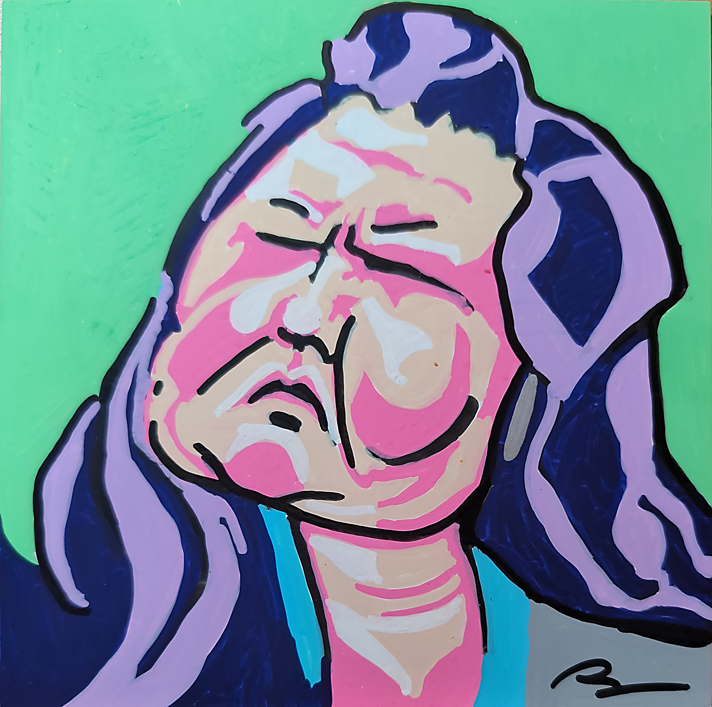 ****************SOLD****************         

Interesting Face Study 1 • 2025 • 6x6"
posca markers on claybord