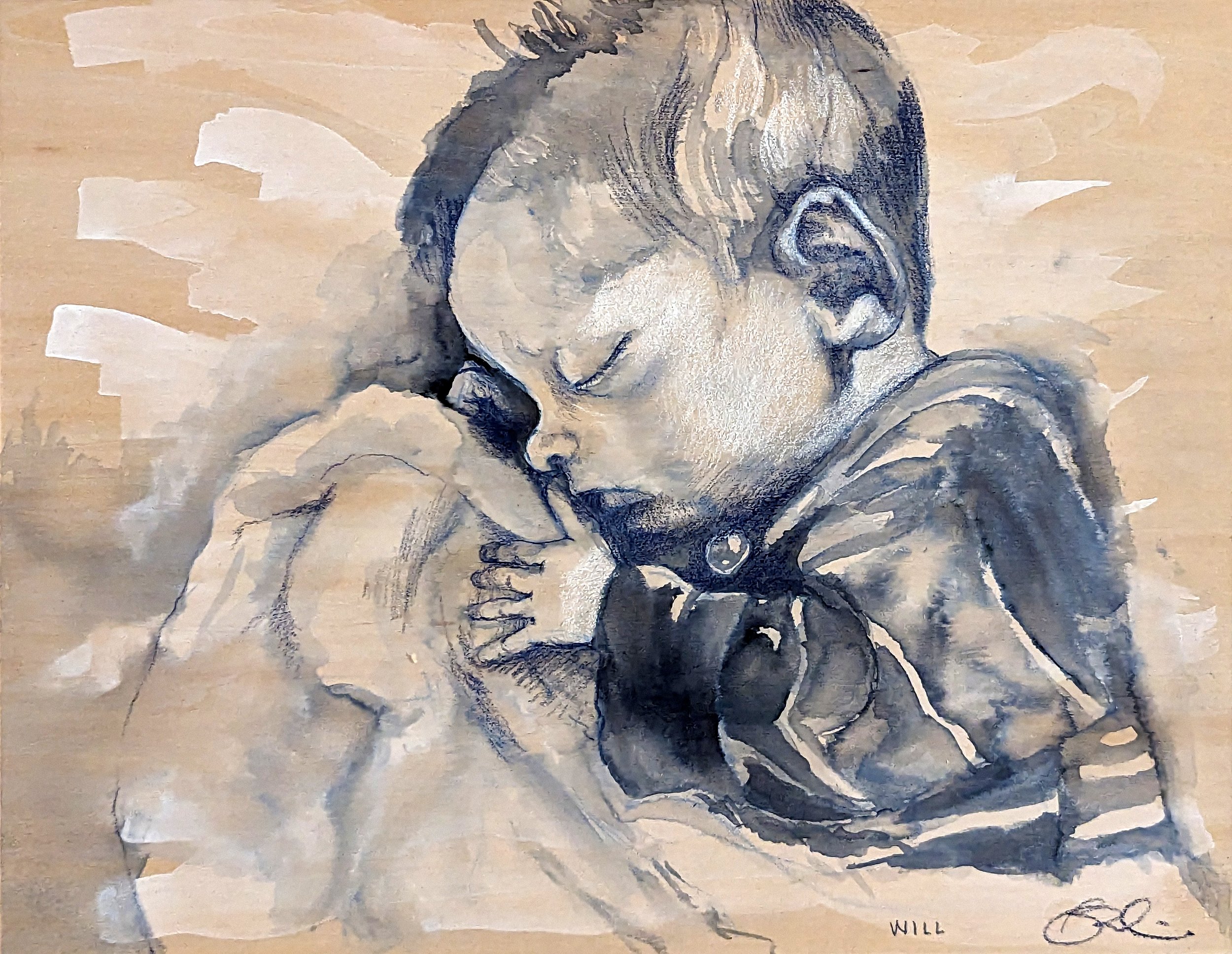 Little Will • 2023 • 9 x 12" watercolor, colored pencil on wood panel