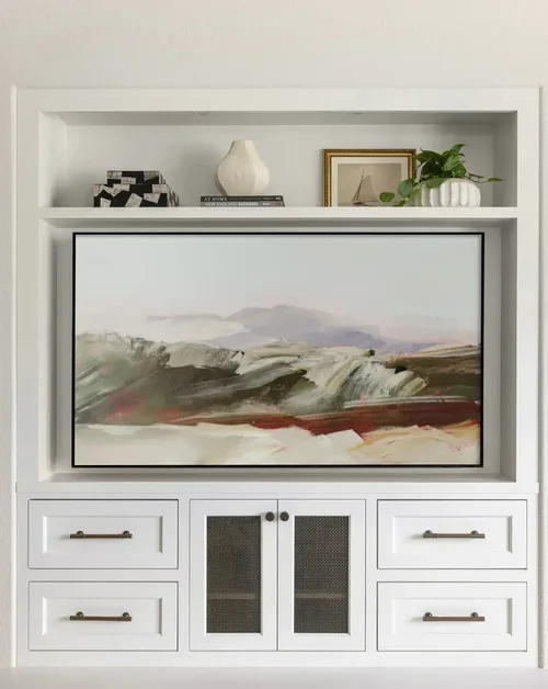 Custom built-in cabinetry and shelving designed for a residential interior