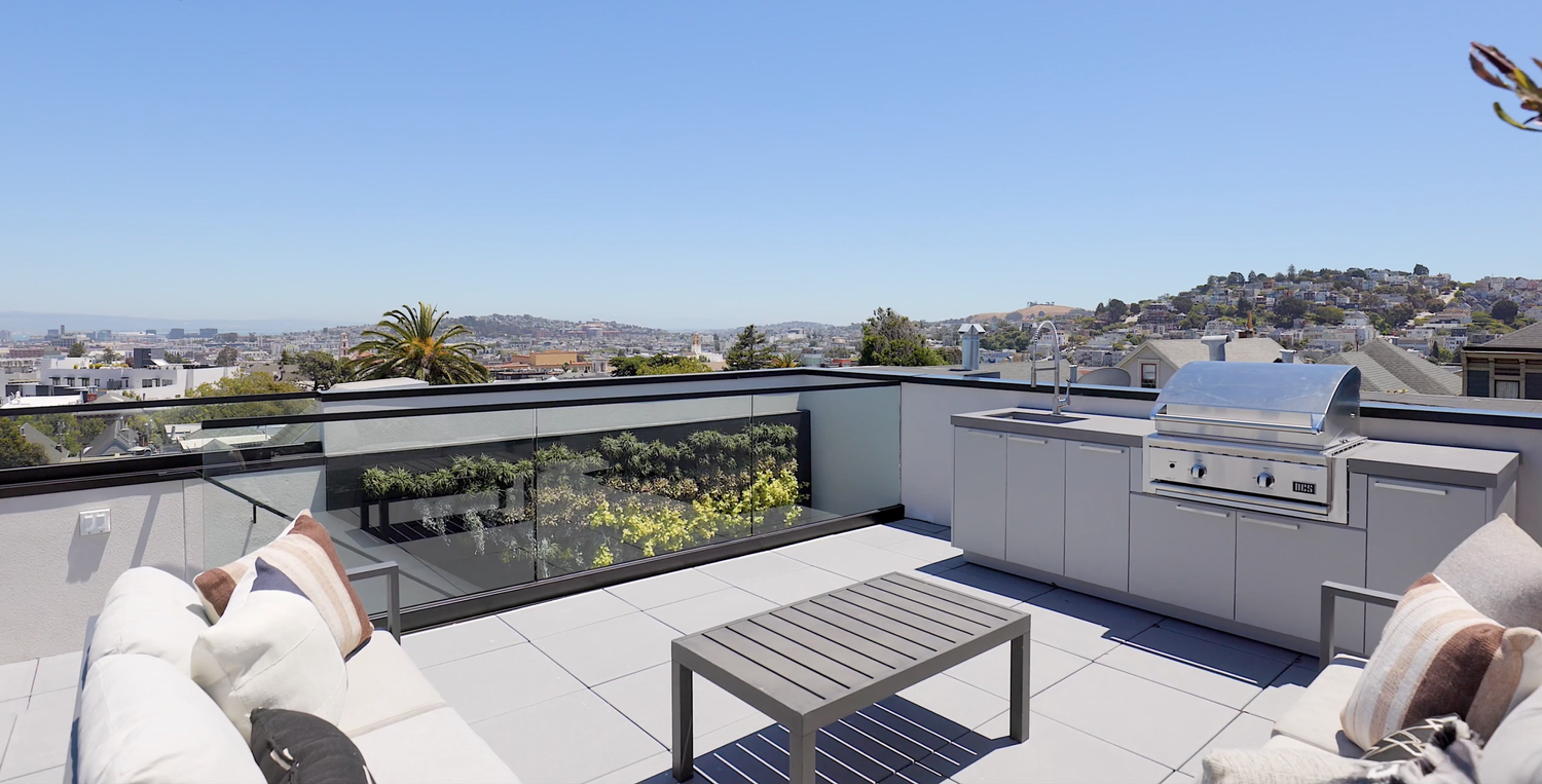 Outdoor living area connected to a San Francisco home remodel