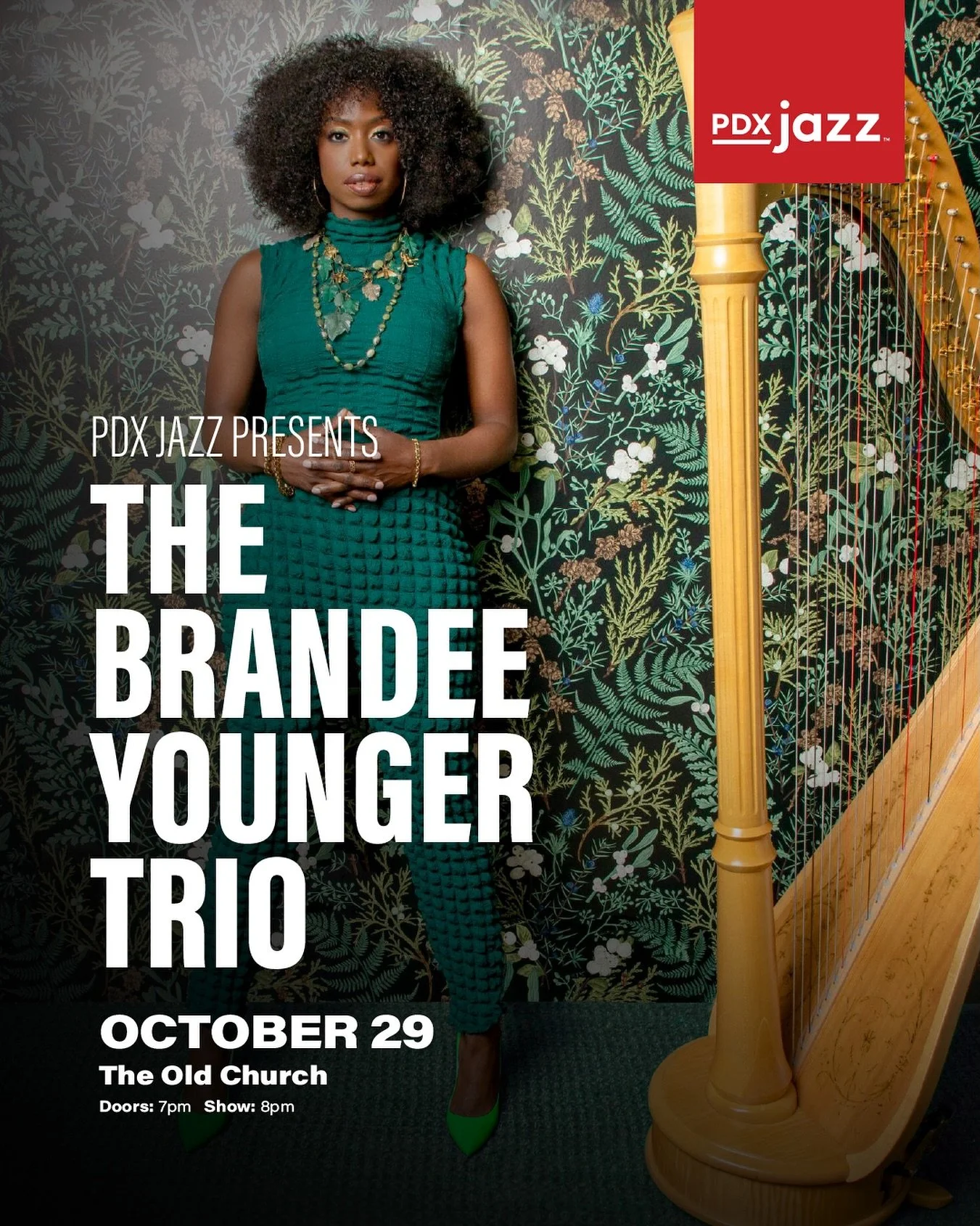 🚨 Just released: a few more tickets are now available for Brandee Younger (@harpista) &mdash; live at The Old Church (@theoldchurchconcerthall), October 29, presented by PDX Jazz.

A trailblazing harpist, Younger carries forward the legacy of Alice 