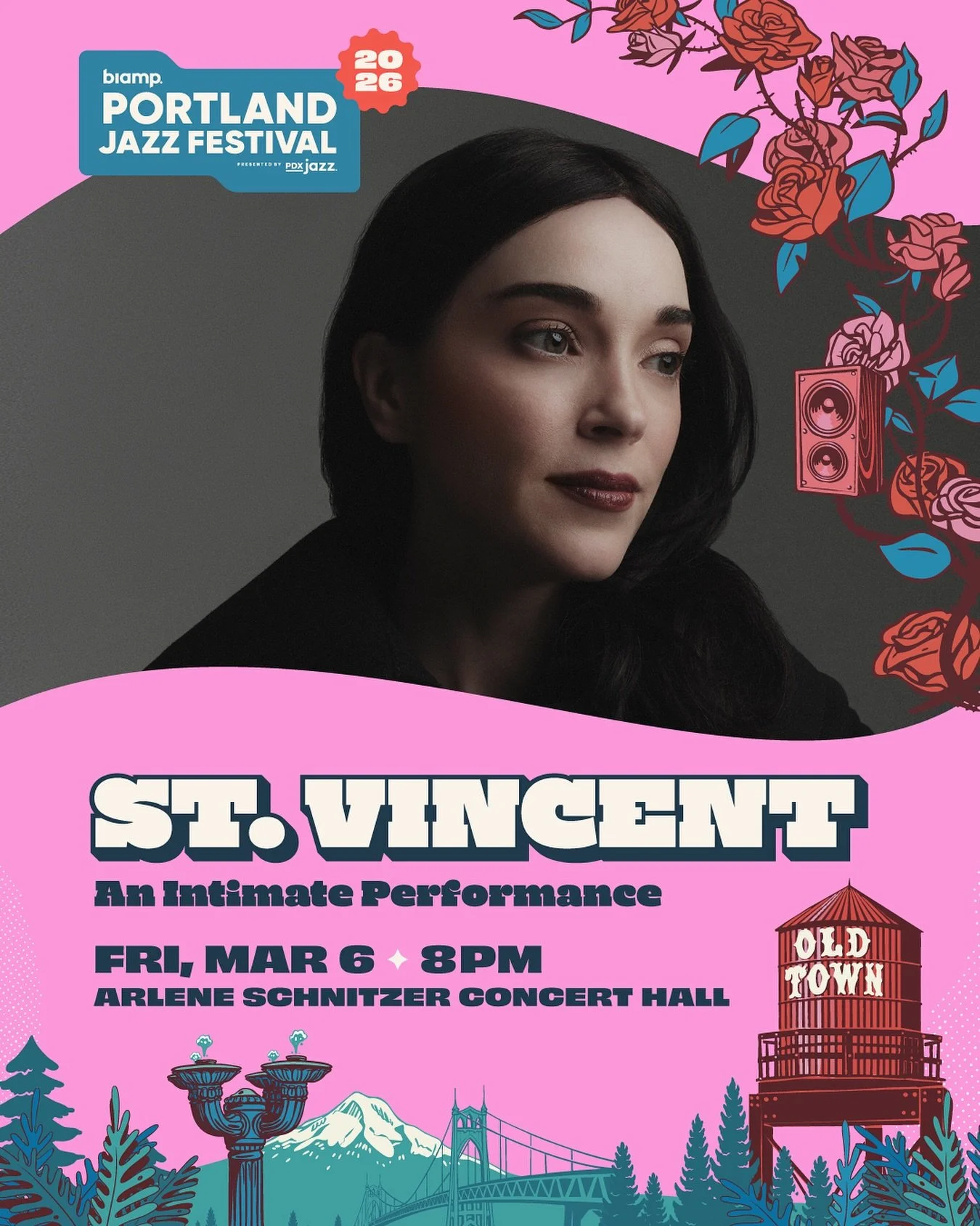 Just Announced: St. Vincent &mdash; An Intimate Performance

One of the most innovative and fearless voices in modern music, St. Vincent (Annie Clark, @st_vincent) headlines the 2026 Biamp Portland Jazz Festival on March 6 at Arlene Schnitzer Concert