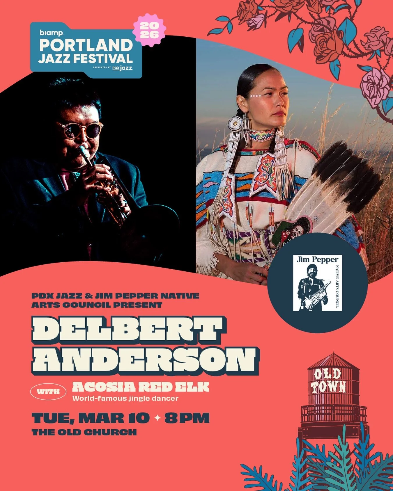 ✨ Just announced: Acosia Red Elk joins the Delbert Anderson Quartet presented by PDX Jazz &amp; Jim Pepper Native Arts Council

Delbert Anderson (@delbertandersonquartet) brings his powerful Din&eacute; jazz fusion to the Biamp Portland Jazz Festival