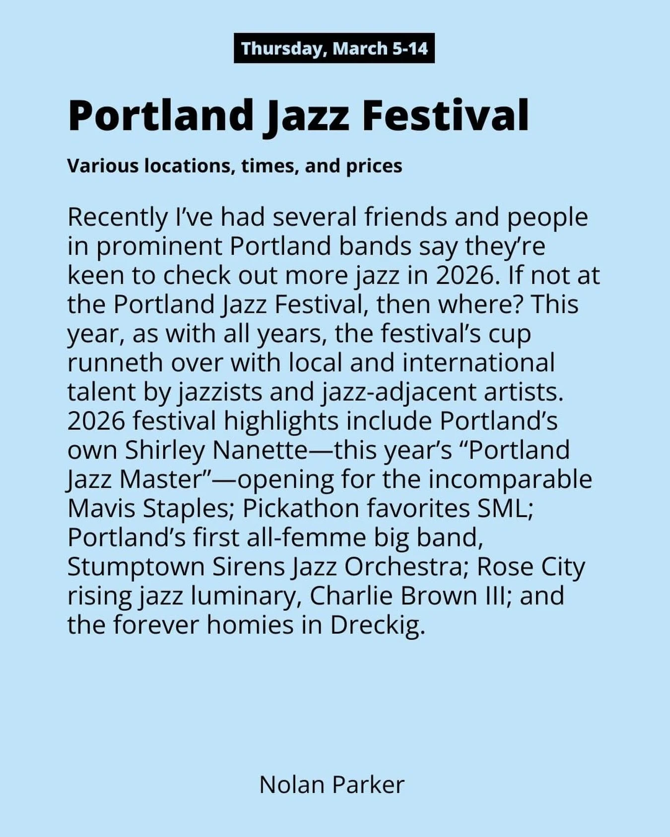 Follow us to the Portland Jazz Festival&hellip; 🎷 

#pdx #portland #pdxlive #pdxevents #downtownpdx