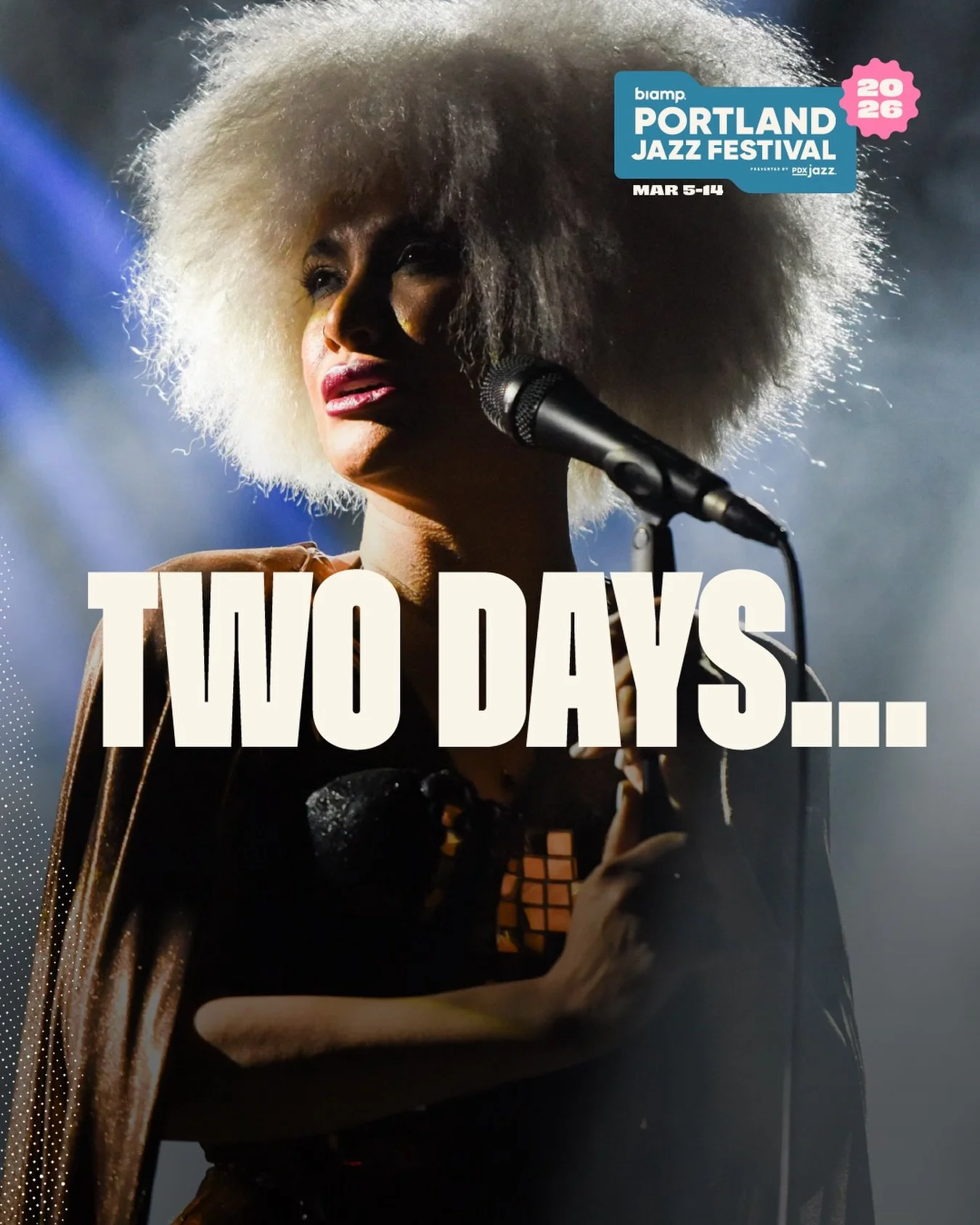 Two days away. 🎷

The 2026 Biamp Portland Jazz Festival begins THIS THURSDAY, March 5! For ten days, we fill 30+ venues with legendary artists, rising voices, late-night sets, and 20+ free community shows across Portland.

From intimate club stages 