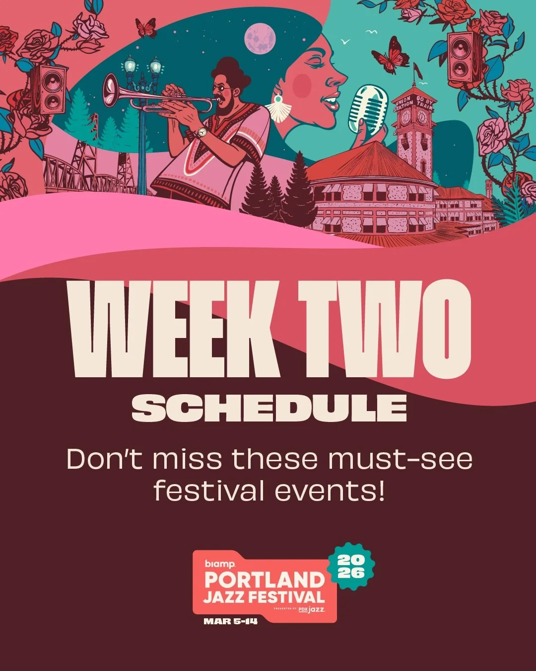 The 2026 Biamp Portland Jazz Festival swings into the second week of events! The festival features ten days of music across 30+ venues around Portland. Week One was a huge success and we are feeling so much love Portland! ❤️ It&rsquo;s not too late t