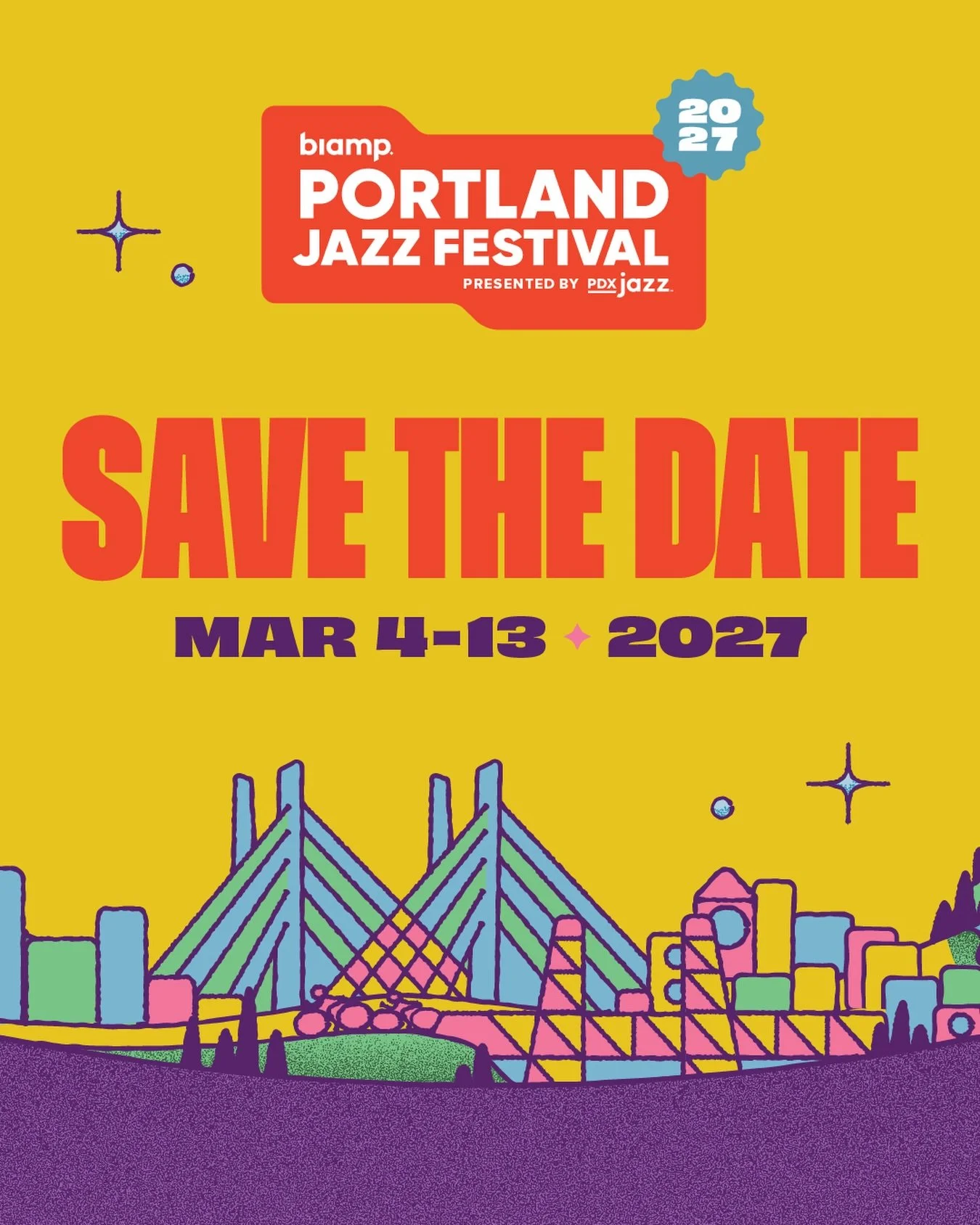The Biamp Portland Jazz Festival returns March 4&ndash;13, 2027, bringing ten days of extraordinary music, artists, and performances to venues across Portland.

More announcements are coming soon. Sign up for the PDX Jazz newsletter and become a memb