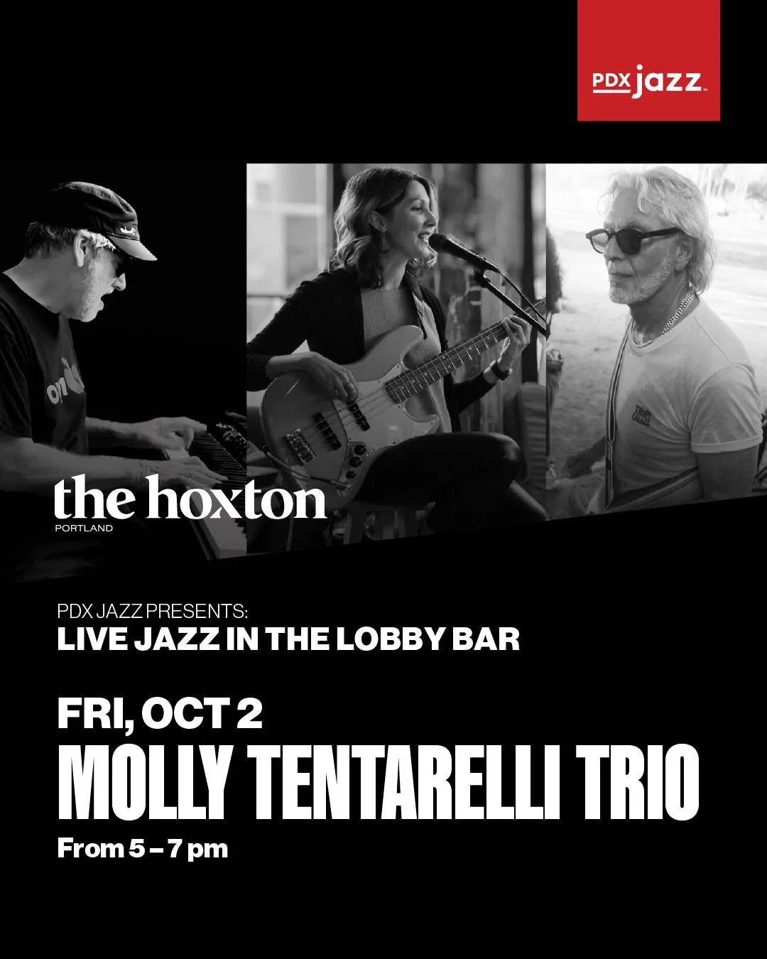 MOLLY TENTARELLI TRIO &mdash; OCTOBER 2

Fridays this fall, unwind with live jazz and crafted cocktails at The Hoxton, Portland (@thehoxtonhotel). On October 2, PDX Jazz welcomes the Molly Tentarelli Trio (@mollytentarelli) for an intimate performanc