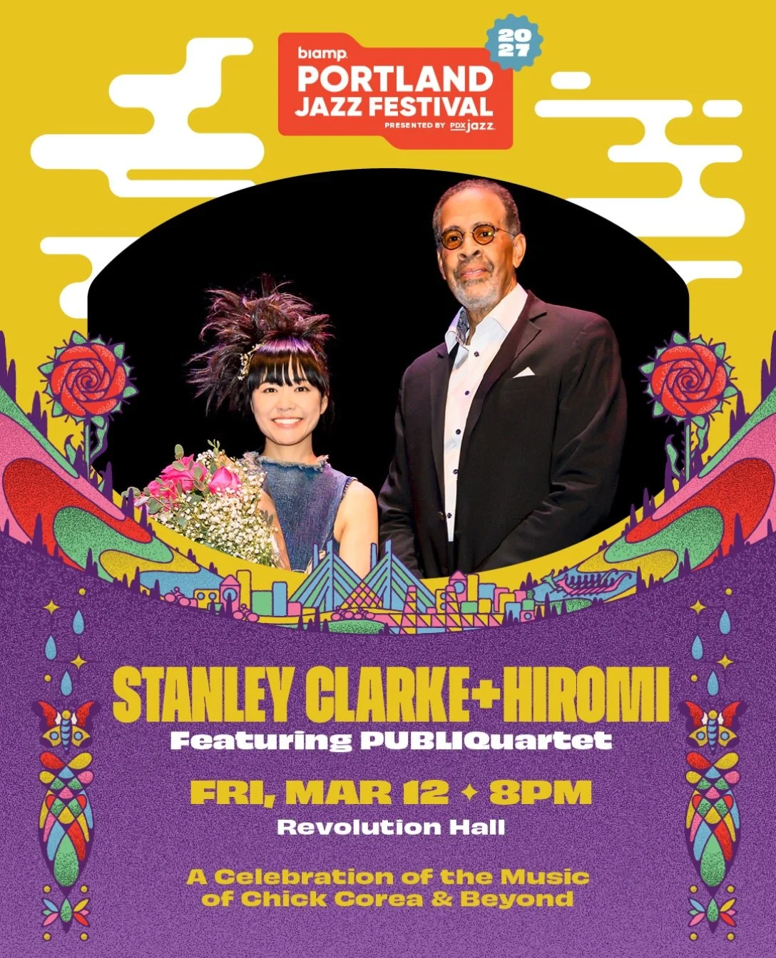 Two virtuosos. One stage. 🎹

🚨 Tickets moving fast! Stanley Clarke &amp; Hiromi, Friday, March 12 at Revolution Hall.

NEA Jazz Master and four-time Grammy winner Stanley Clarke reunites with piano phenom Hiromi to celebrate their friend Chick Core