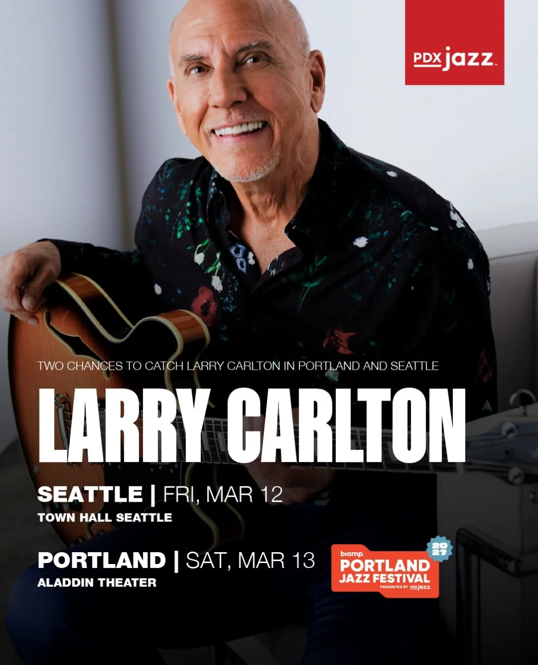 Guitar legend Larry Carlton is coming to the Pacific Northwest for two nights in March 🎸

From Steely Dan&rsquo;s &ldquo;Kid Charlemagne&rdquo; to more than 3,000 studio sessions with Michael Jackson, John Lennon, Dolly Parton and more, the four-tim