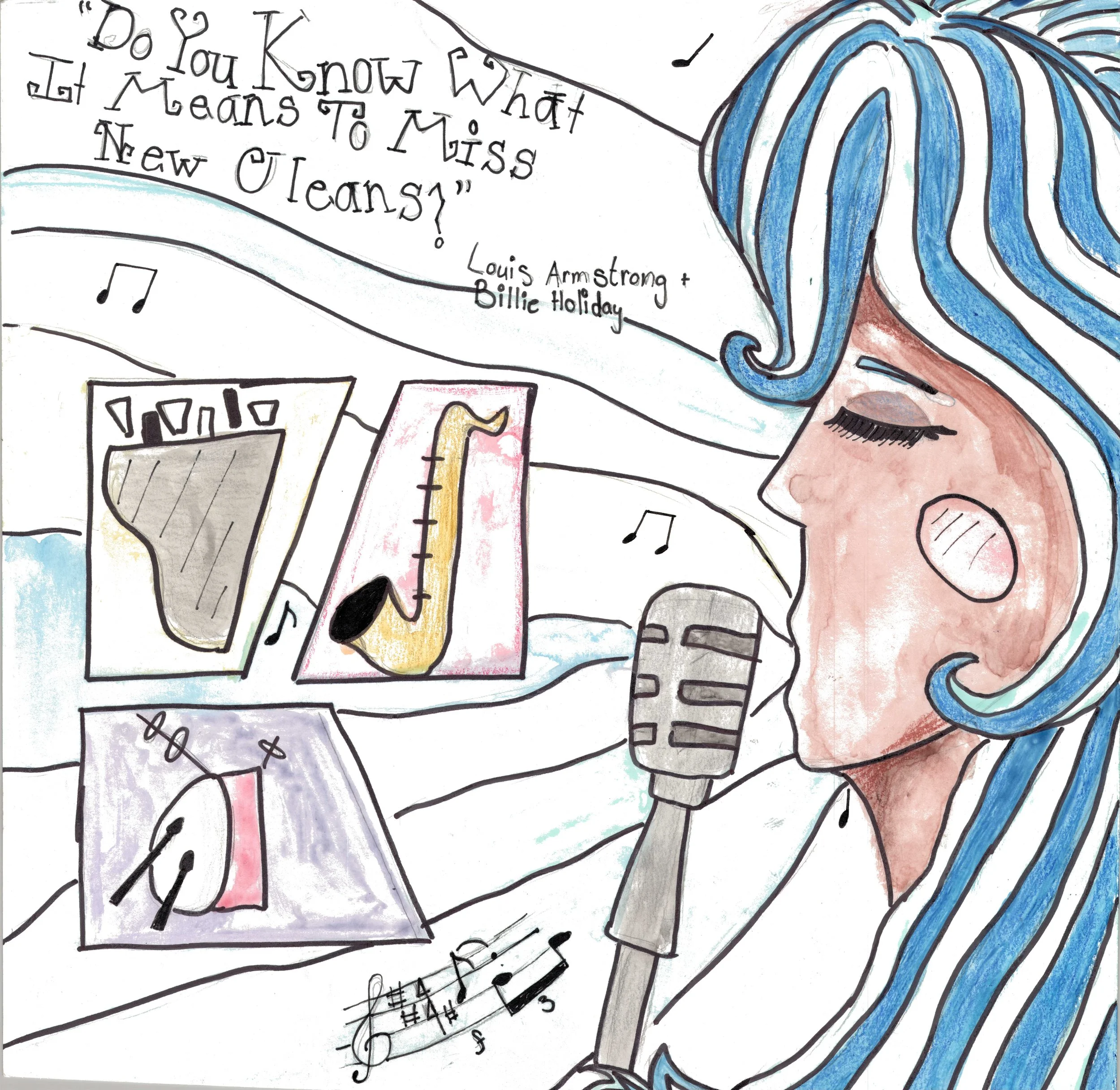Middle School Honorable Mention: Justine Rice, 8th Grade, Evergreen Middle School — Blues
