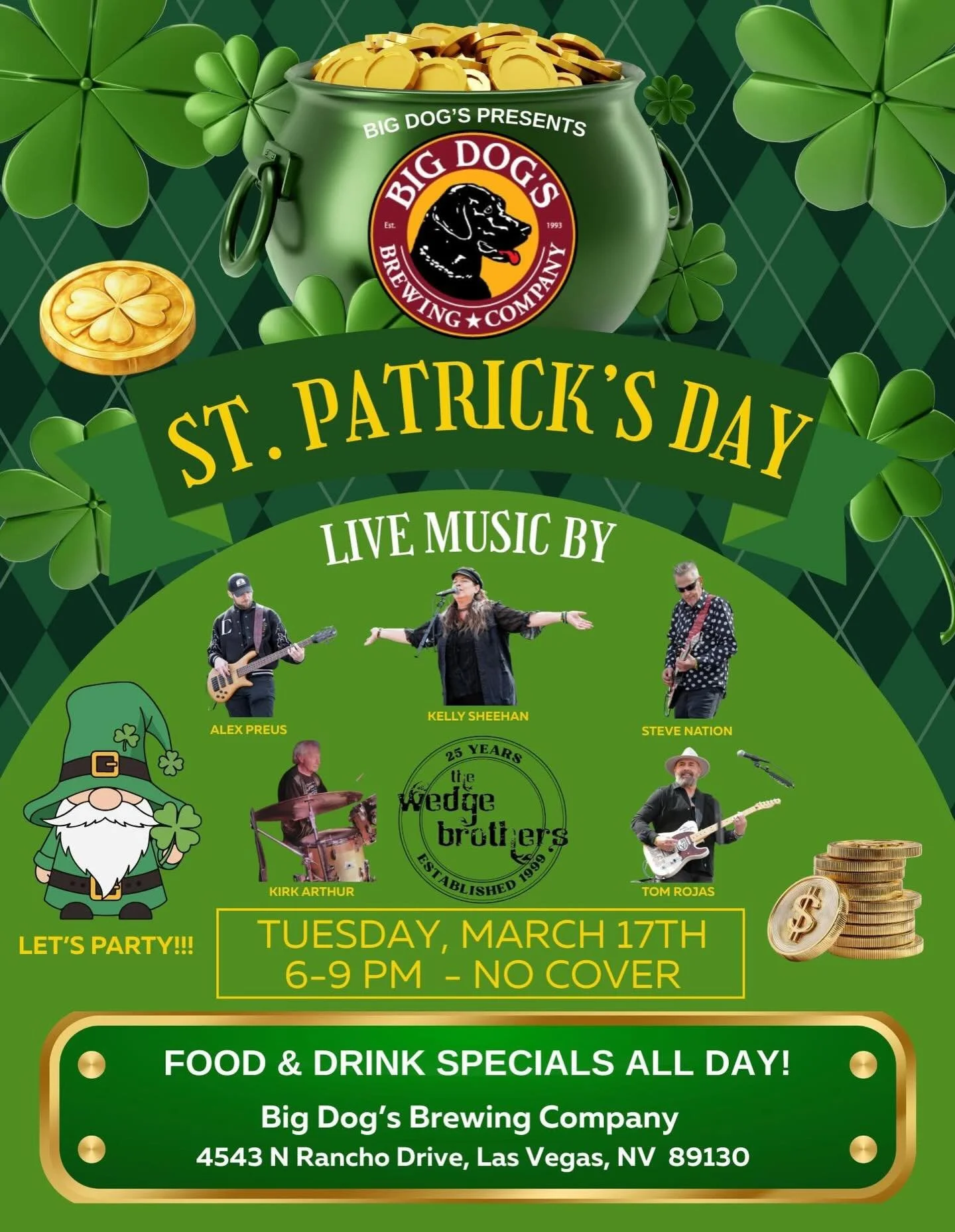 SNSDOE member Kelly Sheehan and @thewedgebrothers are at @bigdogsbrewing tomorrow for St. Patrick&rsquo;s Day! ☘️🍻 Grab a pint and sing along!