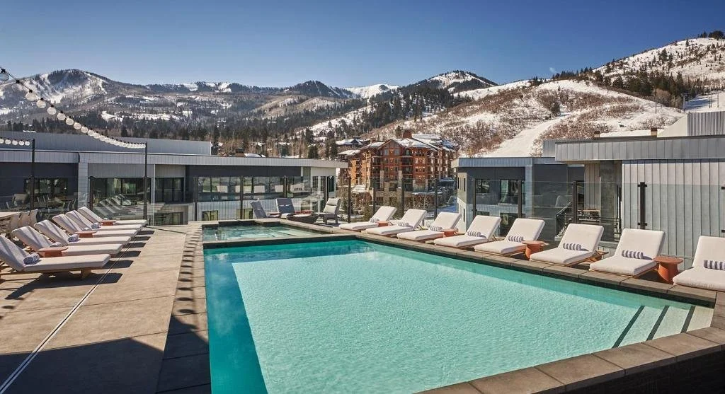 rooftop pool at pendry park city in park city, utah