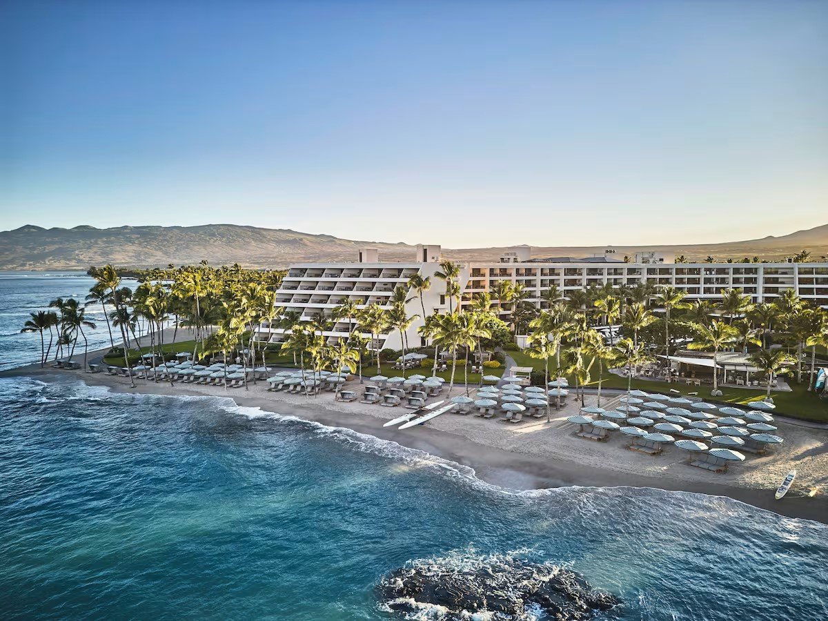 mauna lani aerial view of beach and hotel in big island hawaii
