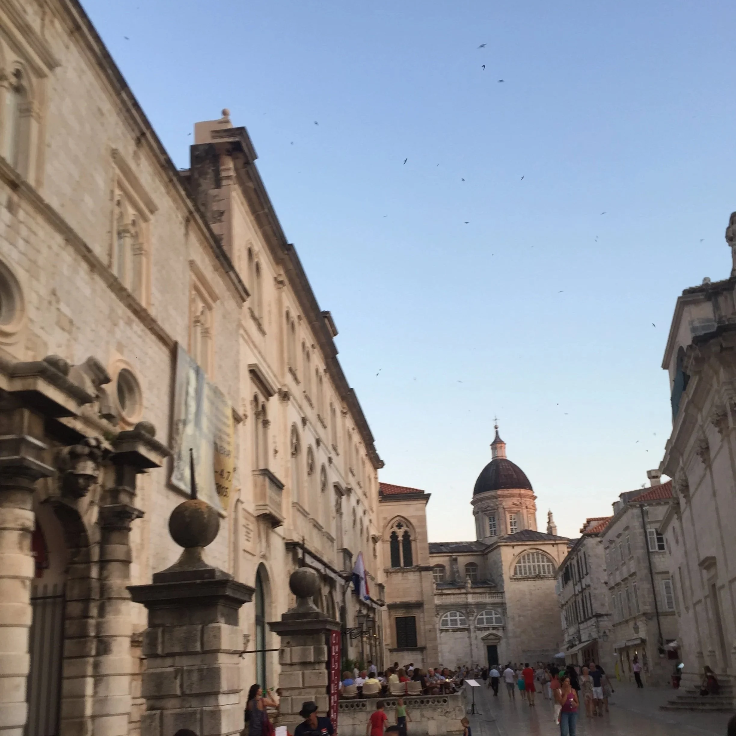 dubrovnik old town at dusk in croatia
