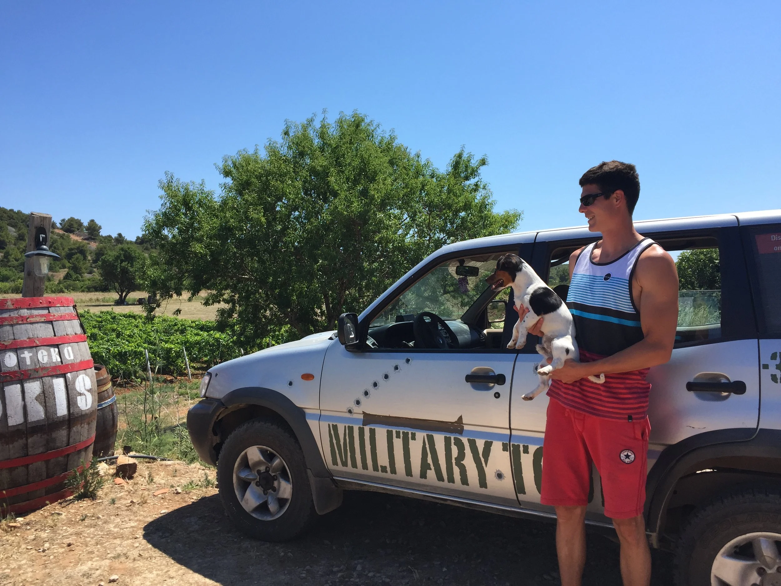 military tour guide and dog in vis croatia