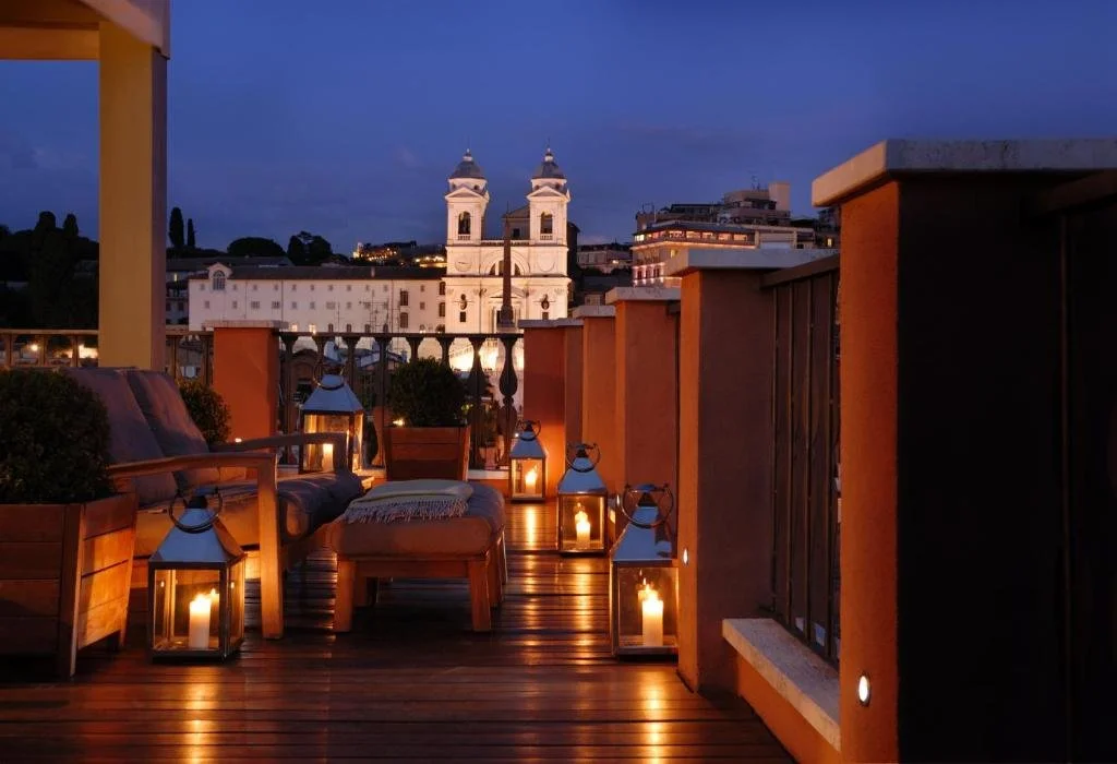 rooftop area at Portrait Roma in Rome Italy