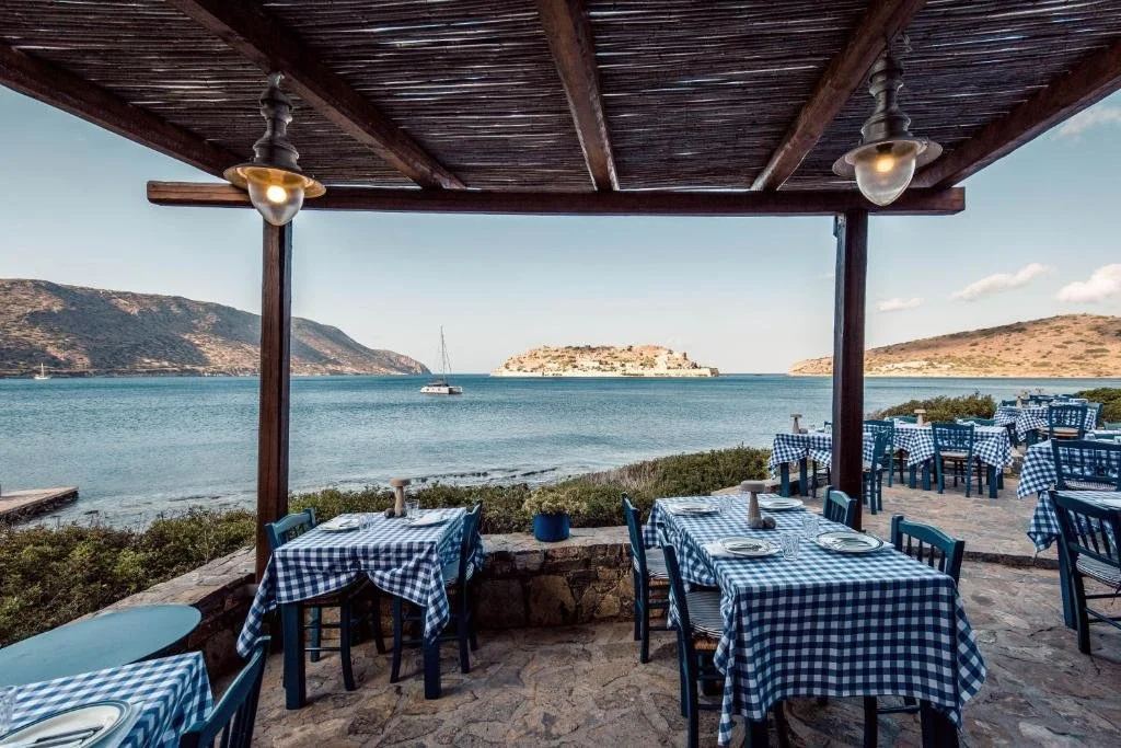 dining area in Phaea Blue in Crete Greece