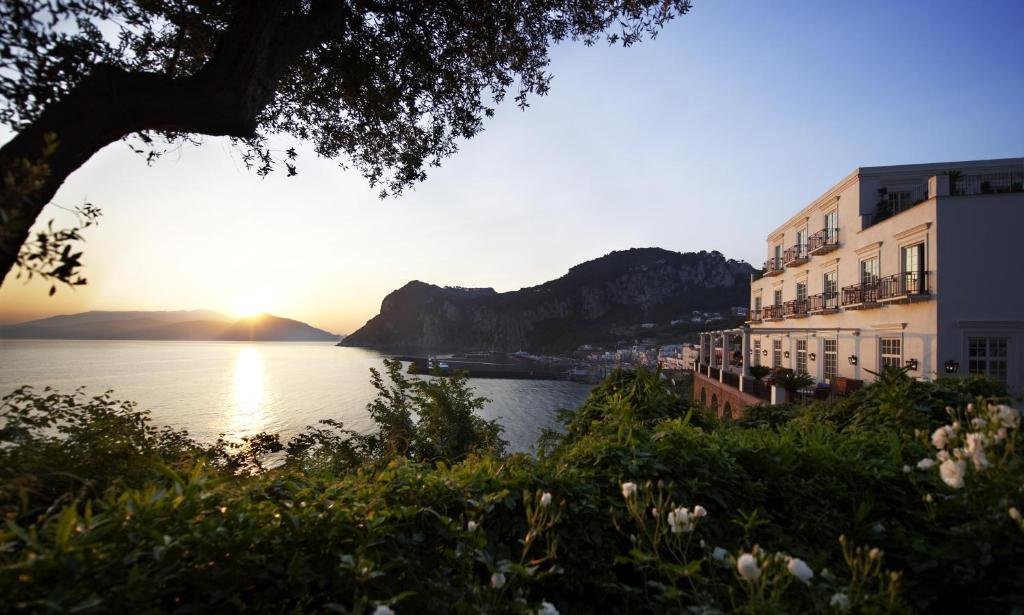 sunset overlooking bay of capri in Capri Italy at hotel j.k. place capri