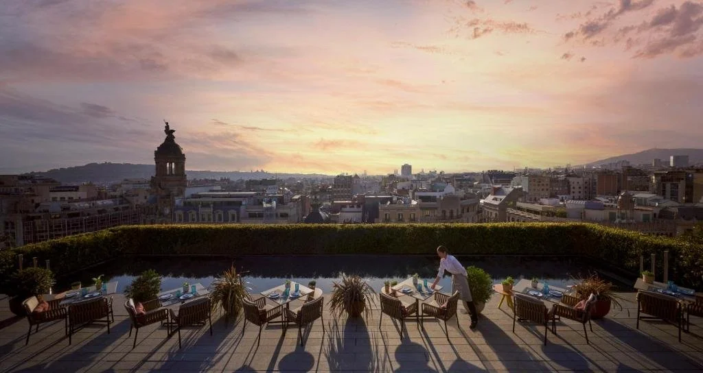 mandarin oriental rooftop overlooking barcelona spain