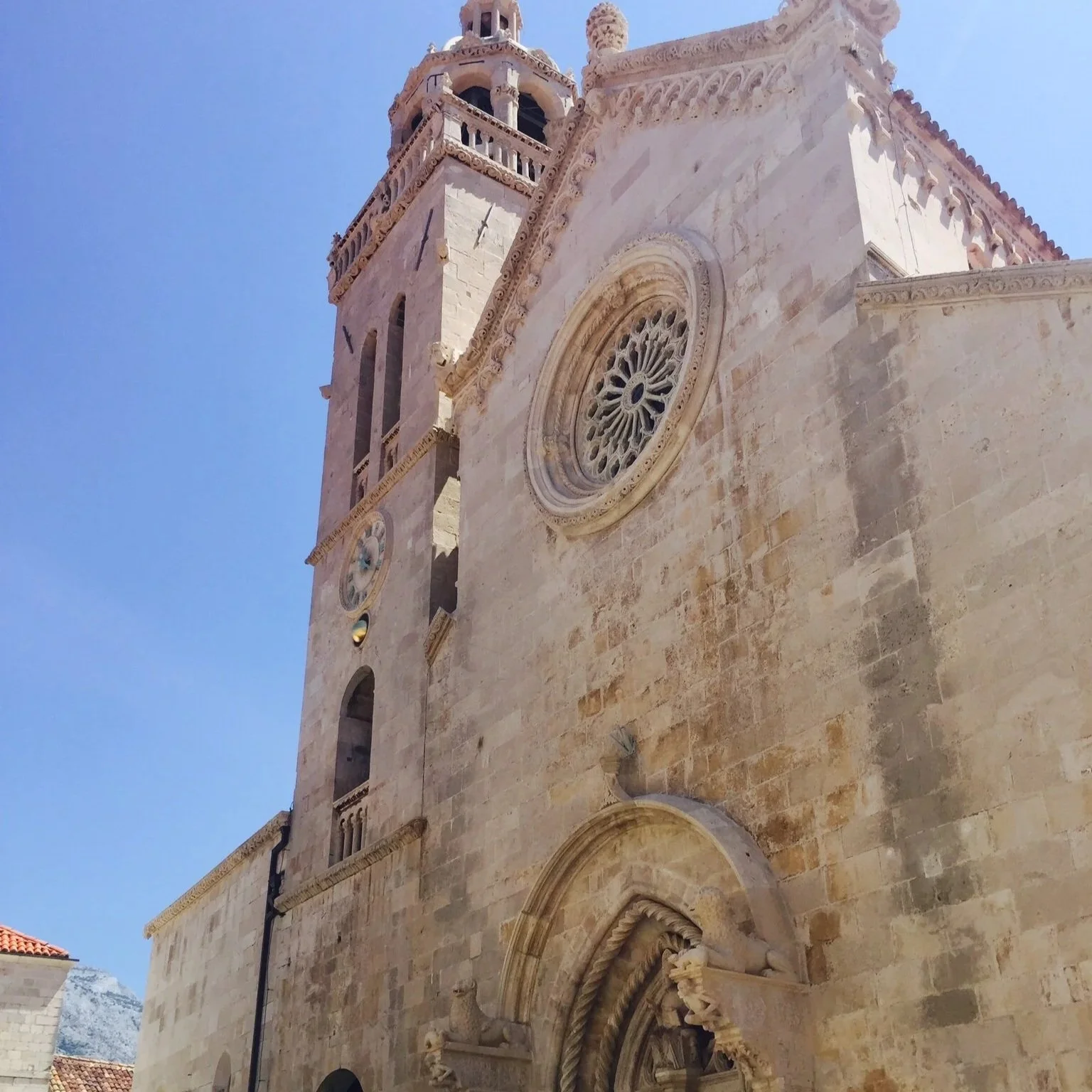 Church in Korcula Croatia's old town main square
