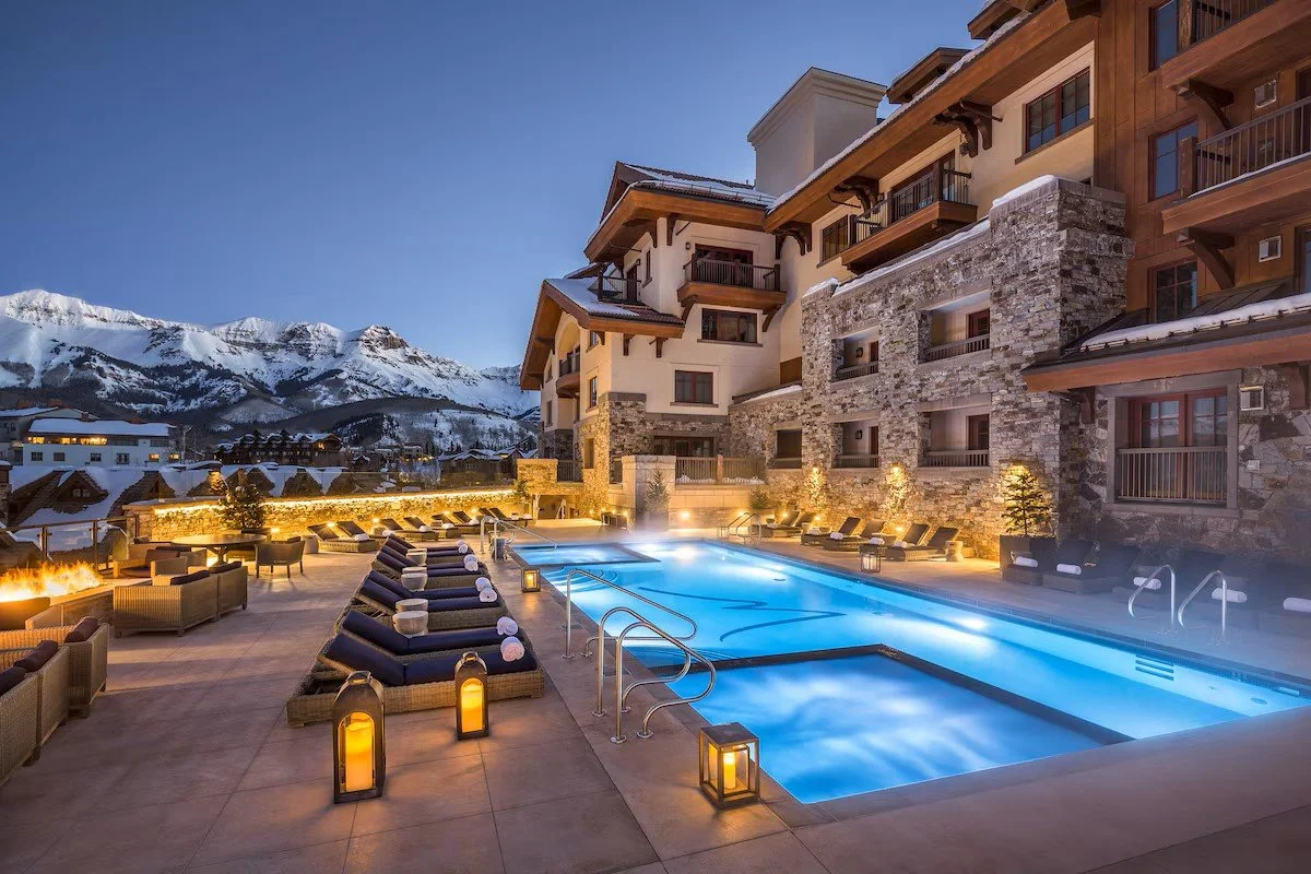 pool overlooking telluride mountain in telluride colorado