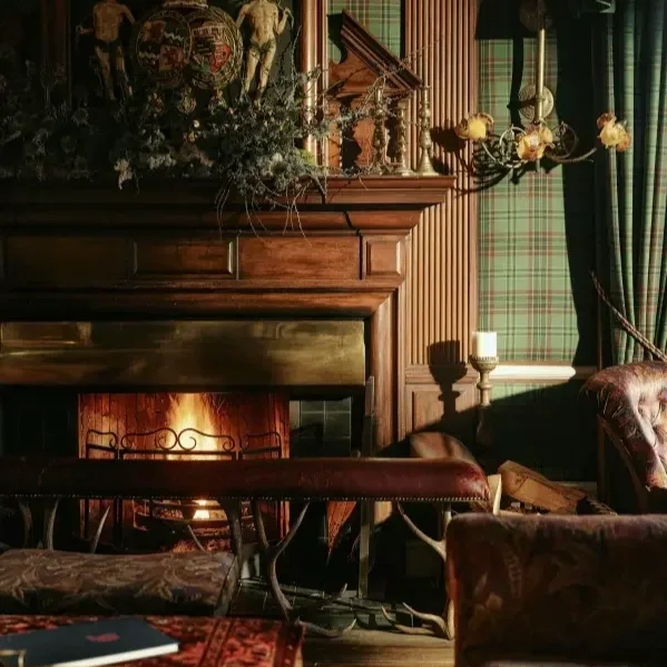 fireplace at the fife arms in scotland