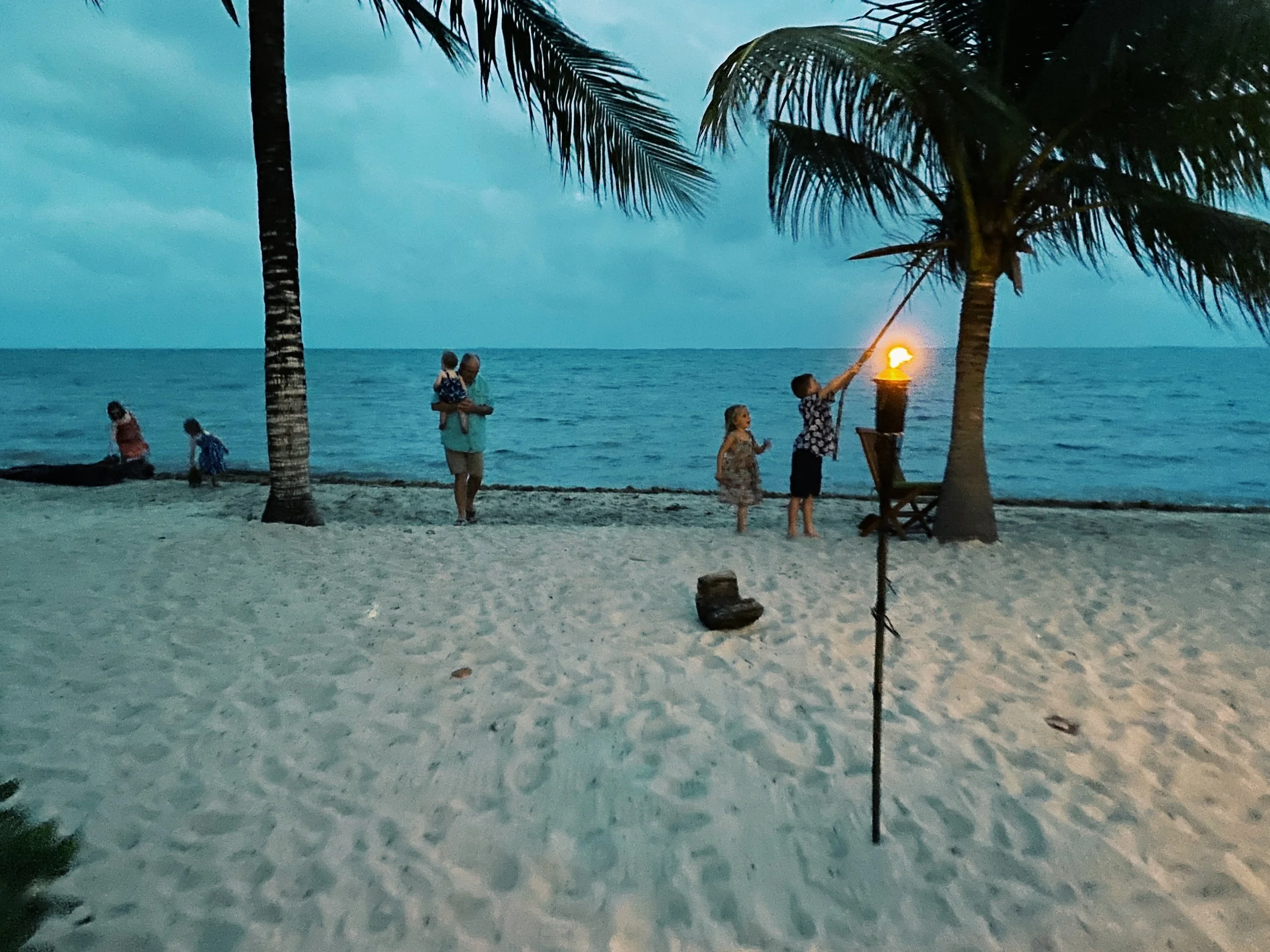 Playing at dusk at Turtle inn in Placencia Belize