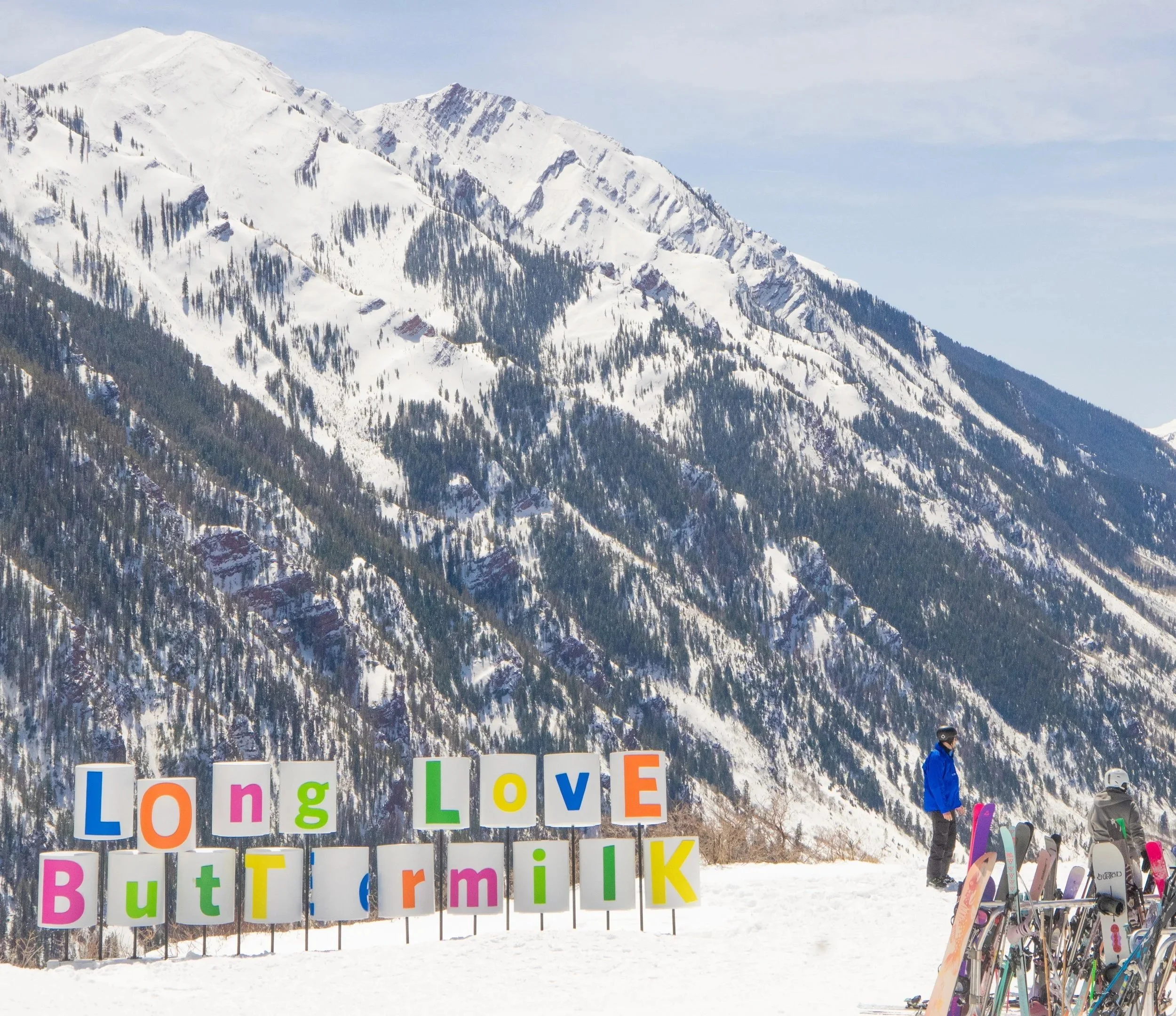 long live buttermilk sign on Buttermilk Mountain, one of the best for kids in Aspen Colorado