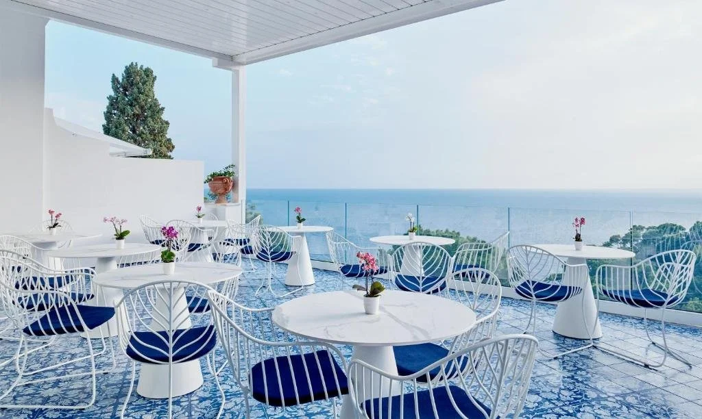 dining area overlooking bay of capri at la scalinatella in capri italy