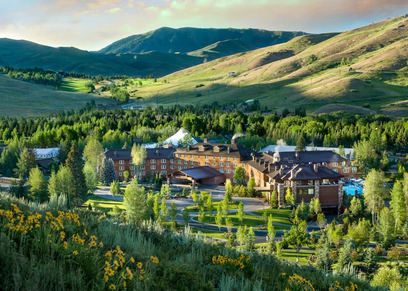 sun valley lodge from above in sun valley idaho