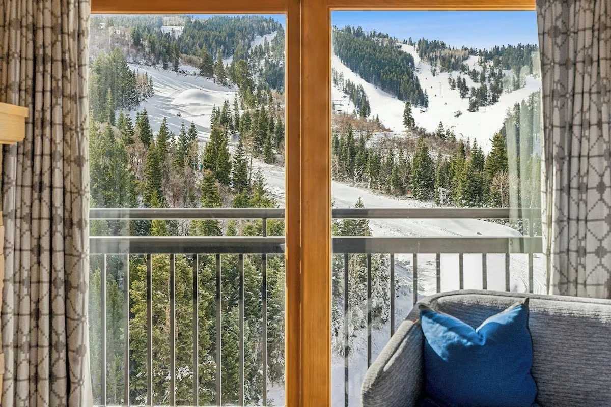 room with a view of the ski slopes at St. regis deer valley in park city utah