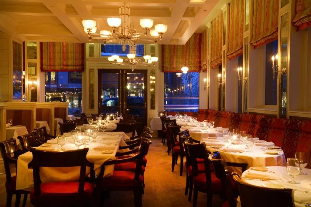 dining room at chop house in the new sheridan hotel in telluride, colorado