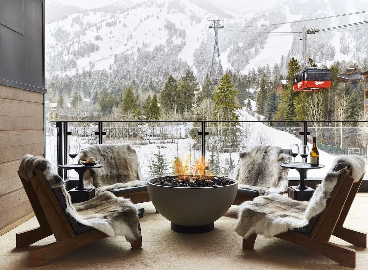 caldera house view of the slopes and gondola in jackson hole, wyoming