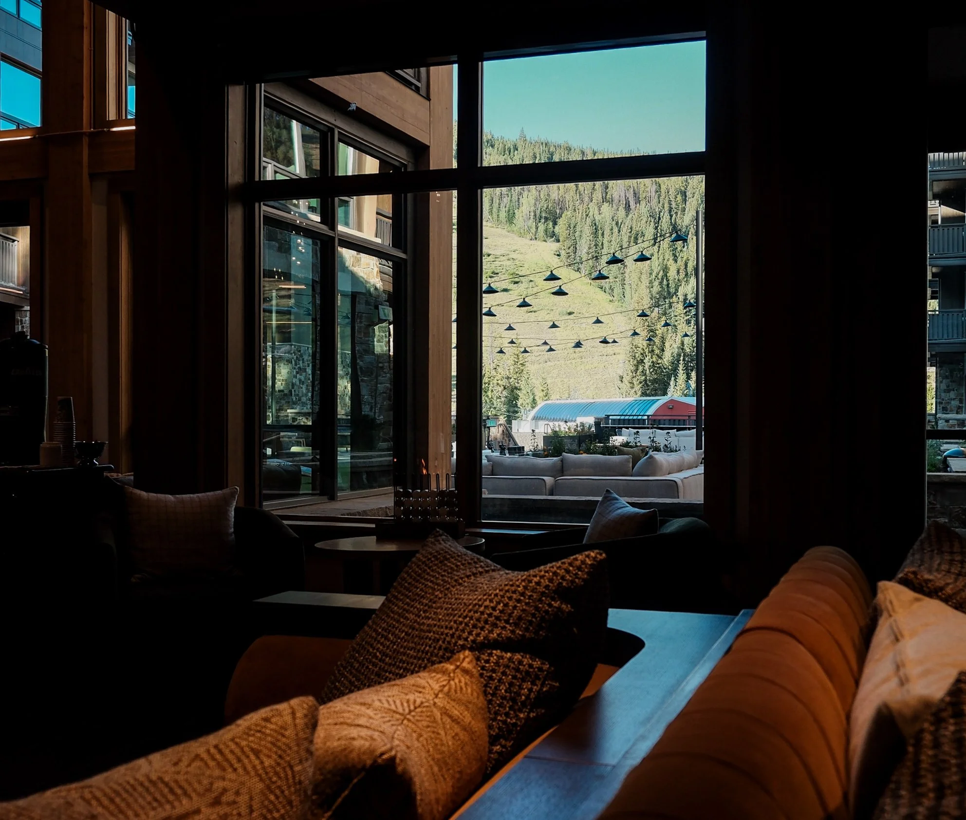 lobby view of keystone mountain from kindred resort in keystone colorado