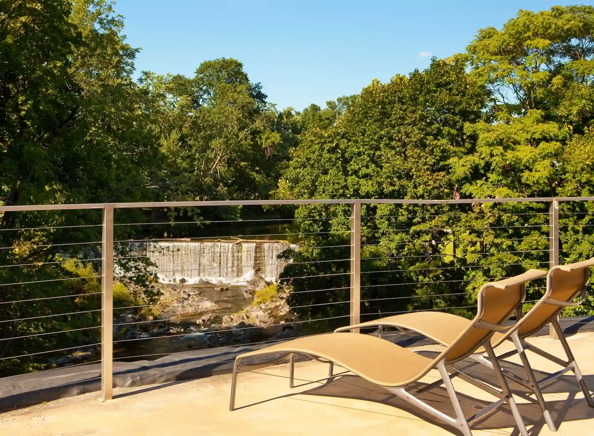 view of waterfall at hte roundhouse in beacon, new york