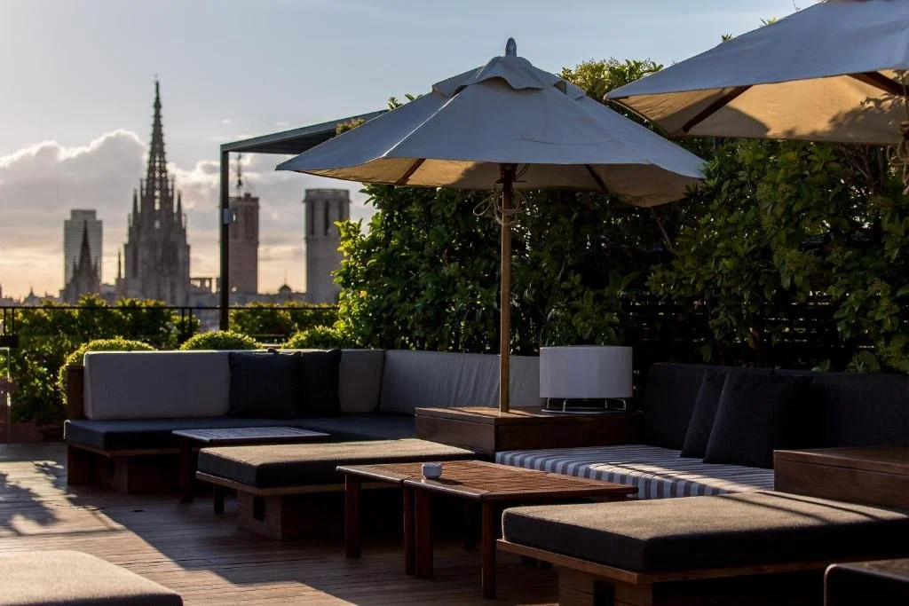 hotel 1898 rooftop deck overlooking barcelona spain