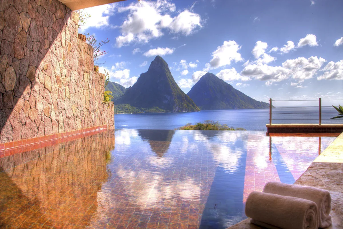 jade mountain resort pool overlooking pitons