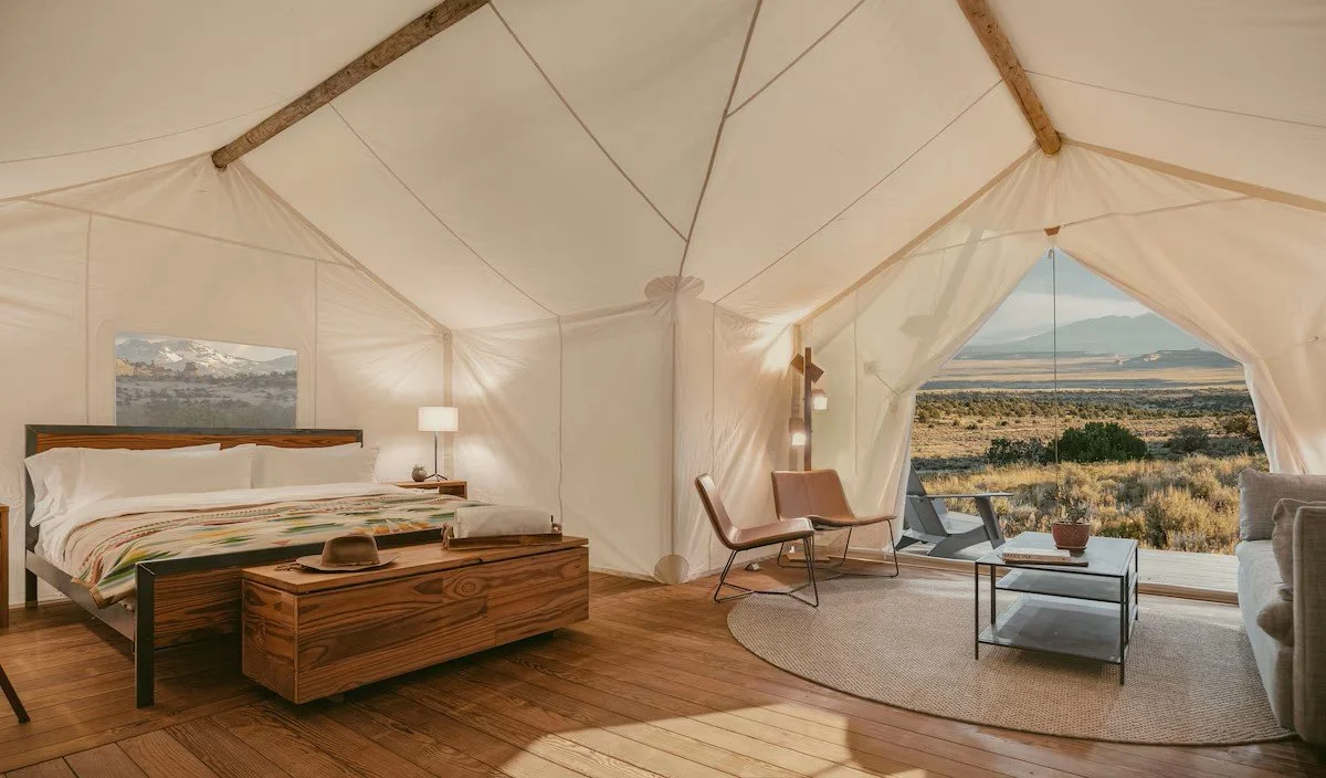 tent room at Uluum in Moab Utah