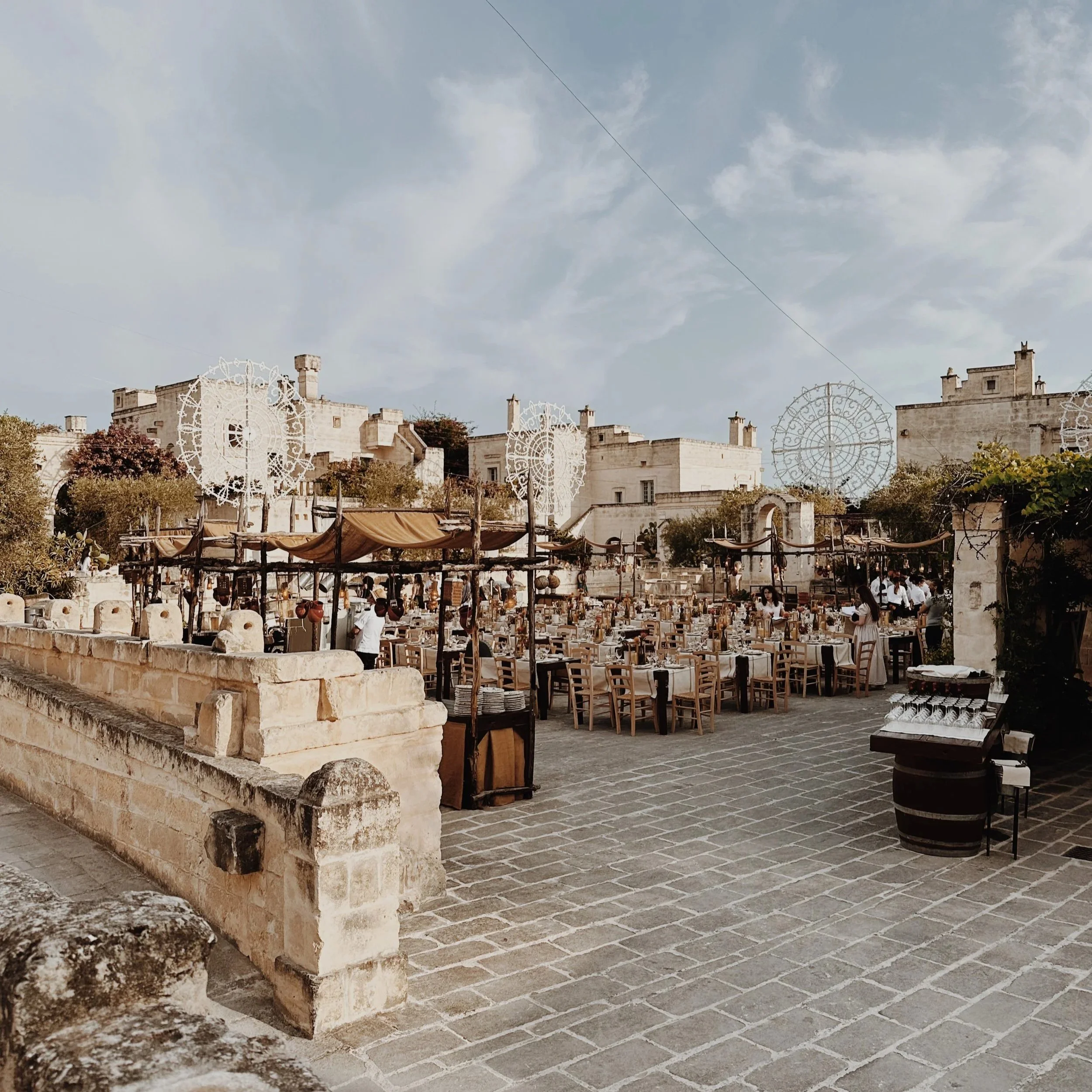 Outdoor dinner at Borgo Egnazia in Puglia Italy