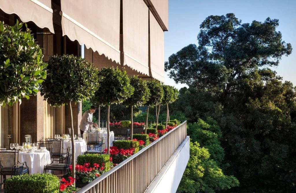 dining area patio at four seasons hotel ritz in lisbon, portugal