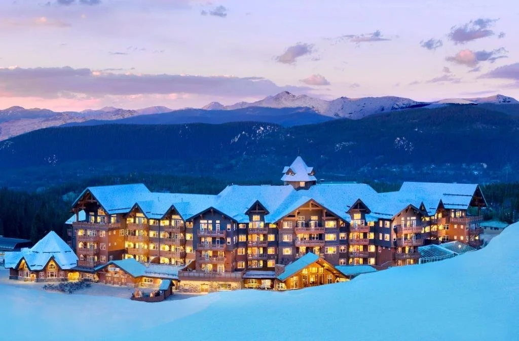 one ski hill place in the snow at dusk