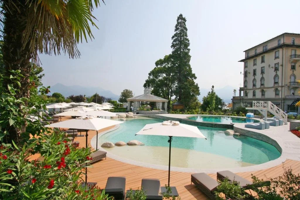 pool overlooking lake maggiore at grand hotel des iles borromees & spa