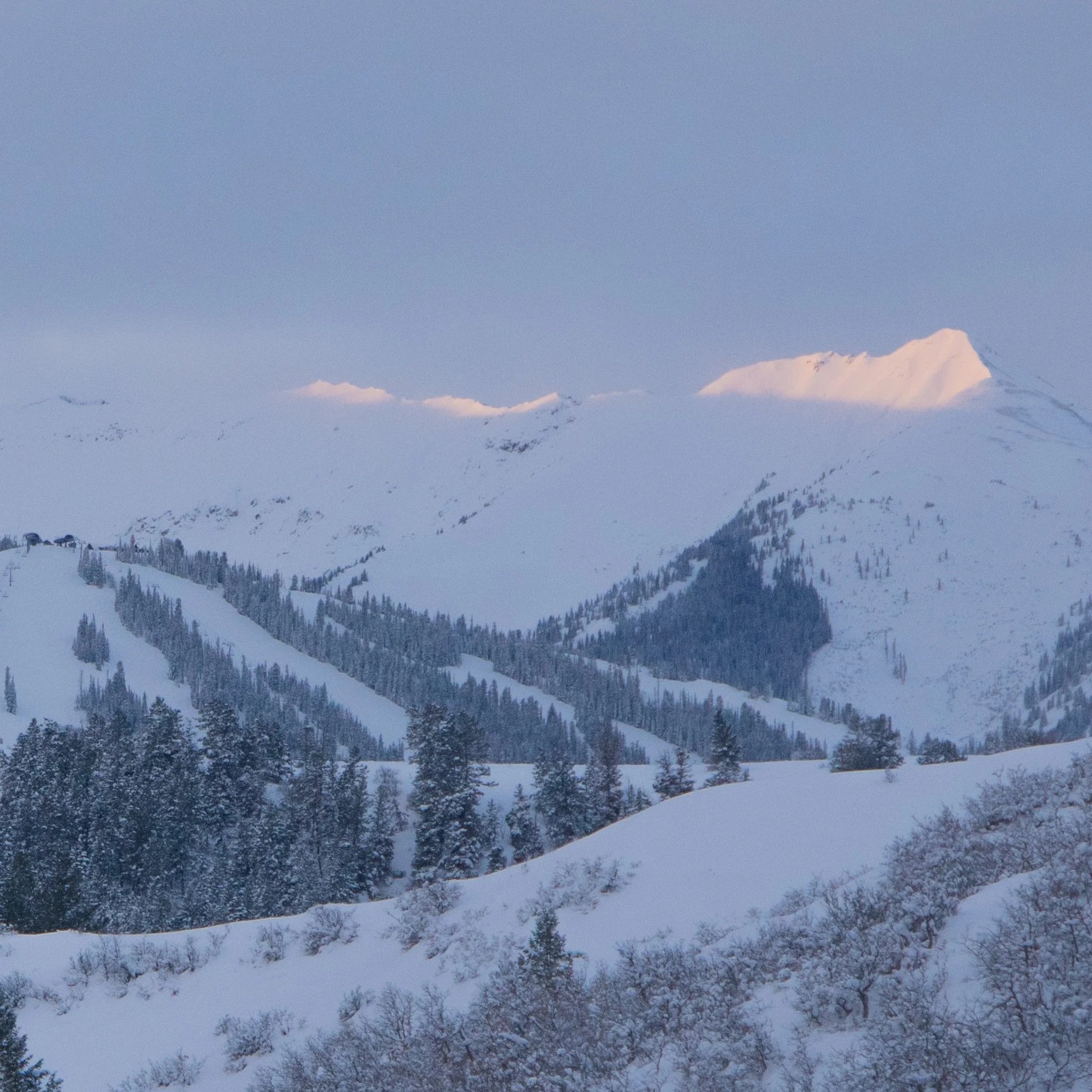 snowmass village ski area at dawn